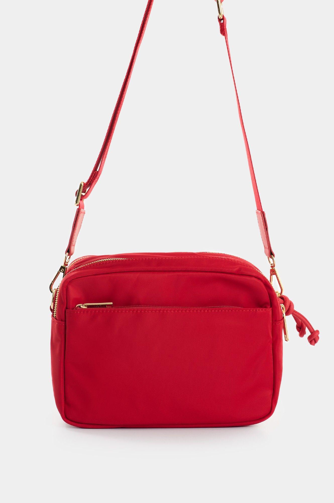 Vélez Cartera Bandolera En Lona Y Cuero  Mujer Square Rojo-2