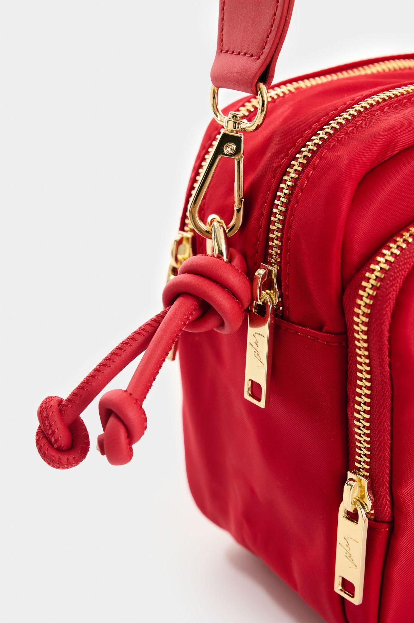 Vélez Cartera Bandolera En Lona Y Cuero  Mujer Square Rojo-3