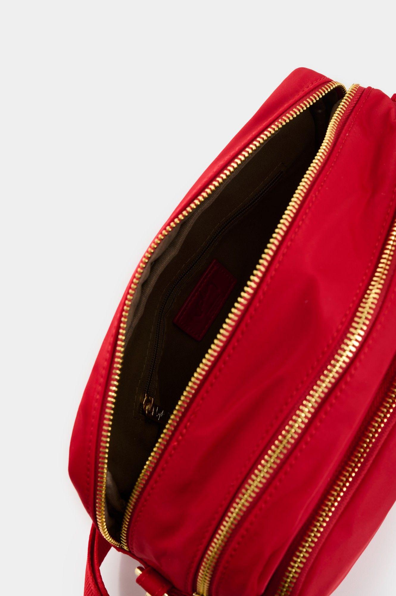 Vélez Cartera Bandolera En Lona Y Cuero  Mujer Square Rojo-4