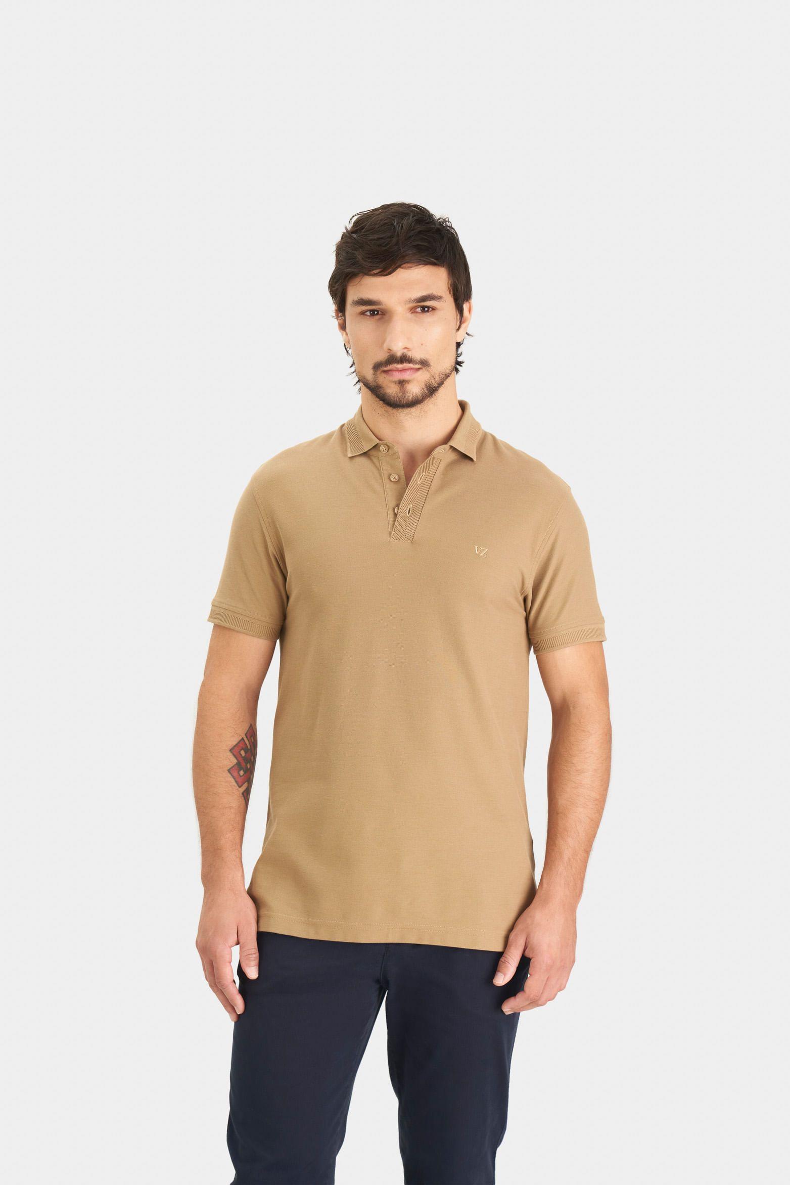Vélez Polera Casual Algodón Pima Tabaco-0