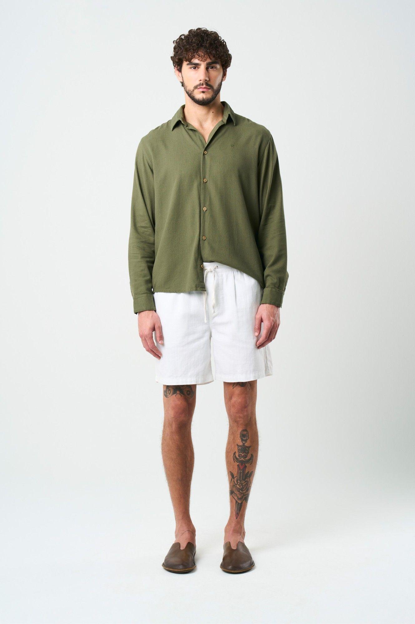 Vélez Short Bermuda En Lino Hombre Bélgica Blanco-0