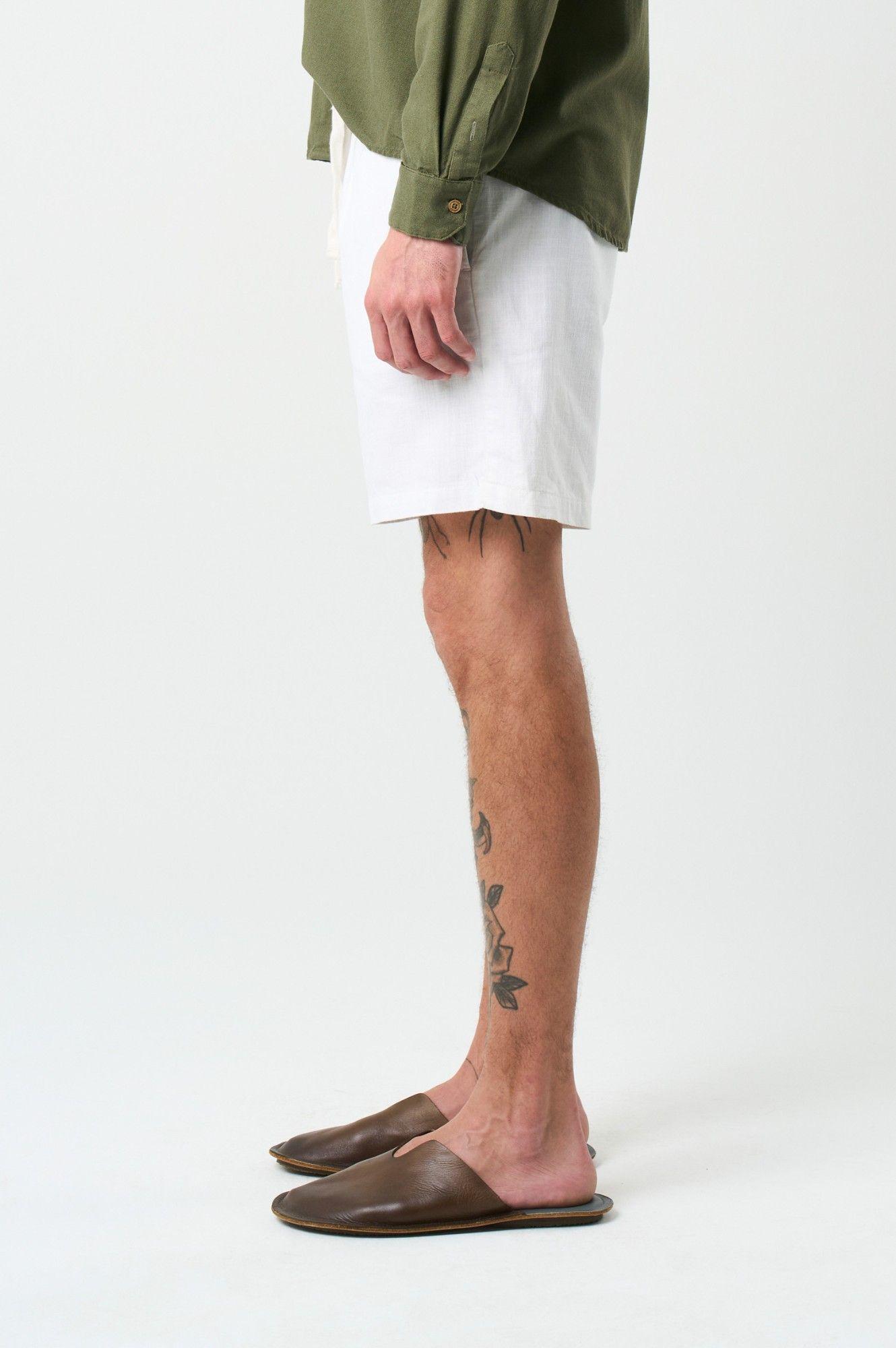 Vélez Short Bermuda En Lino Hombre Bélgica Blanco-4