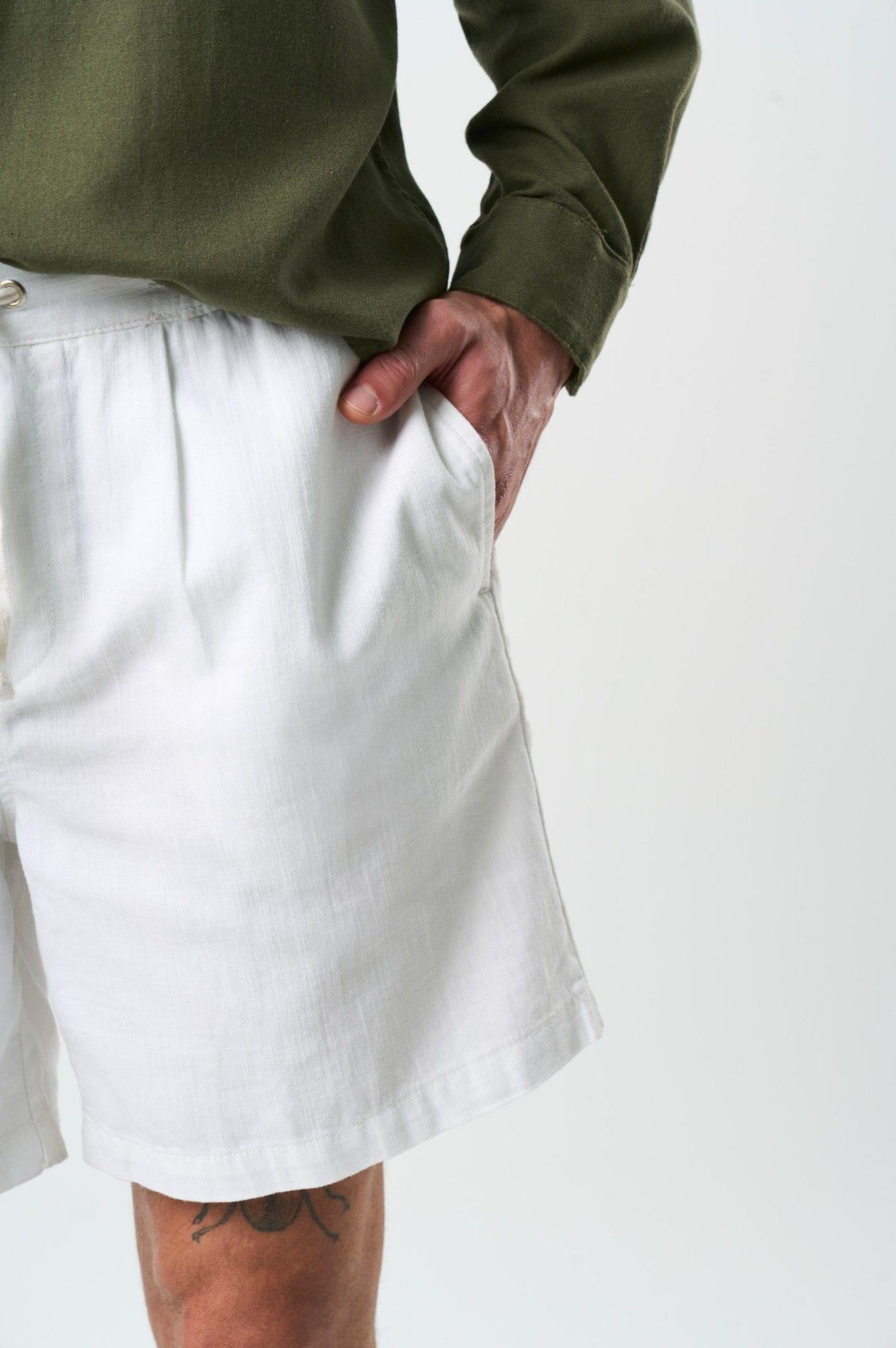Vélez Short Bermuda En Lino Hombre Bélgica Blanco-5