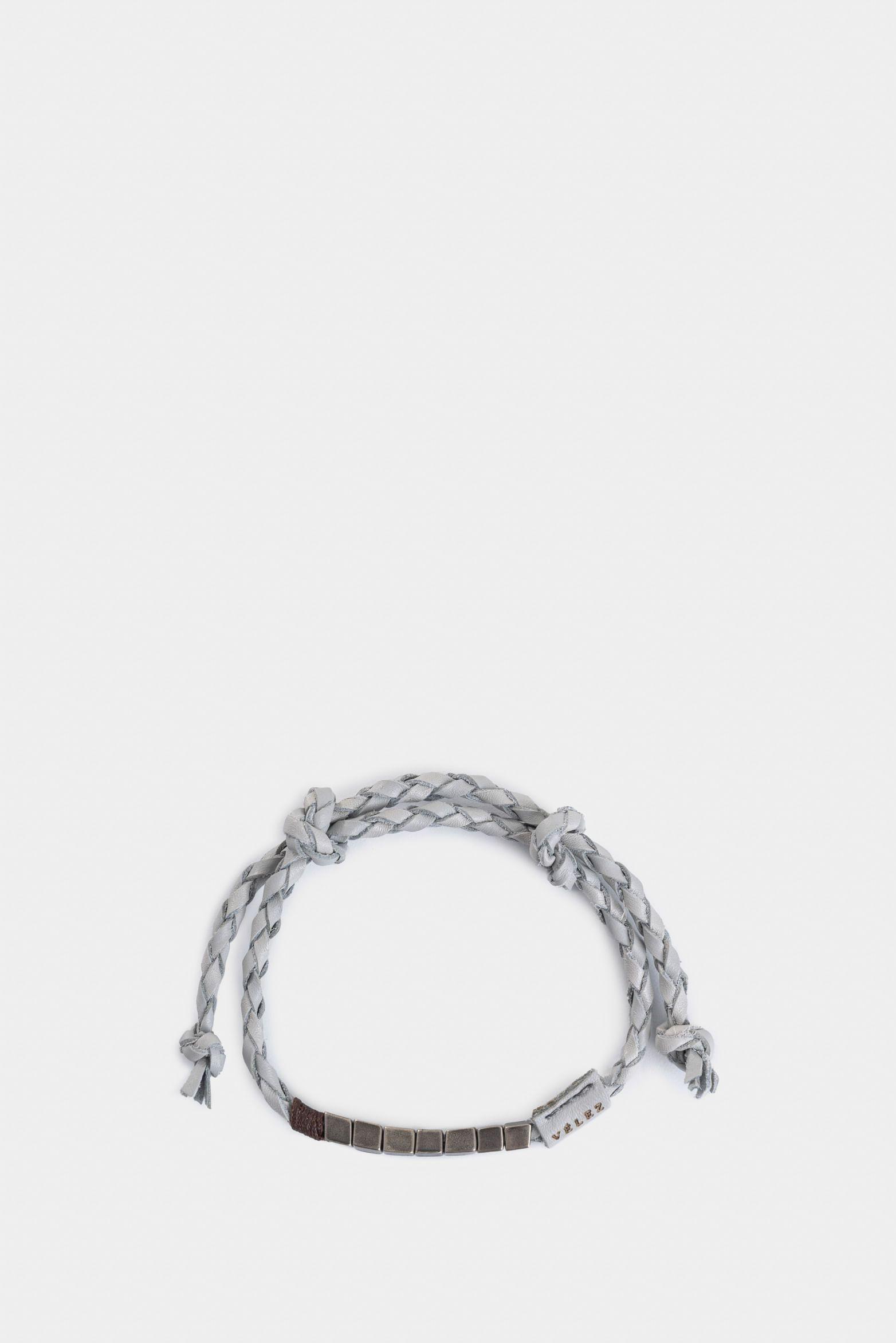 Pulsera Canuto de cuero para hombre ajuste nudos Gris-0