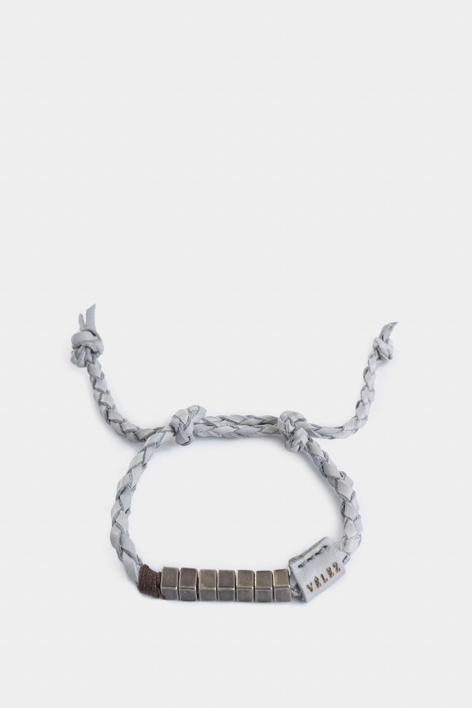 Pulsera Canuto de cuero para hombre ajuste nudos Gris-3
