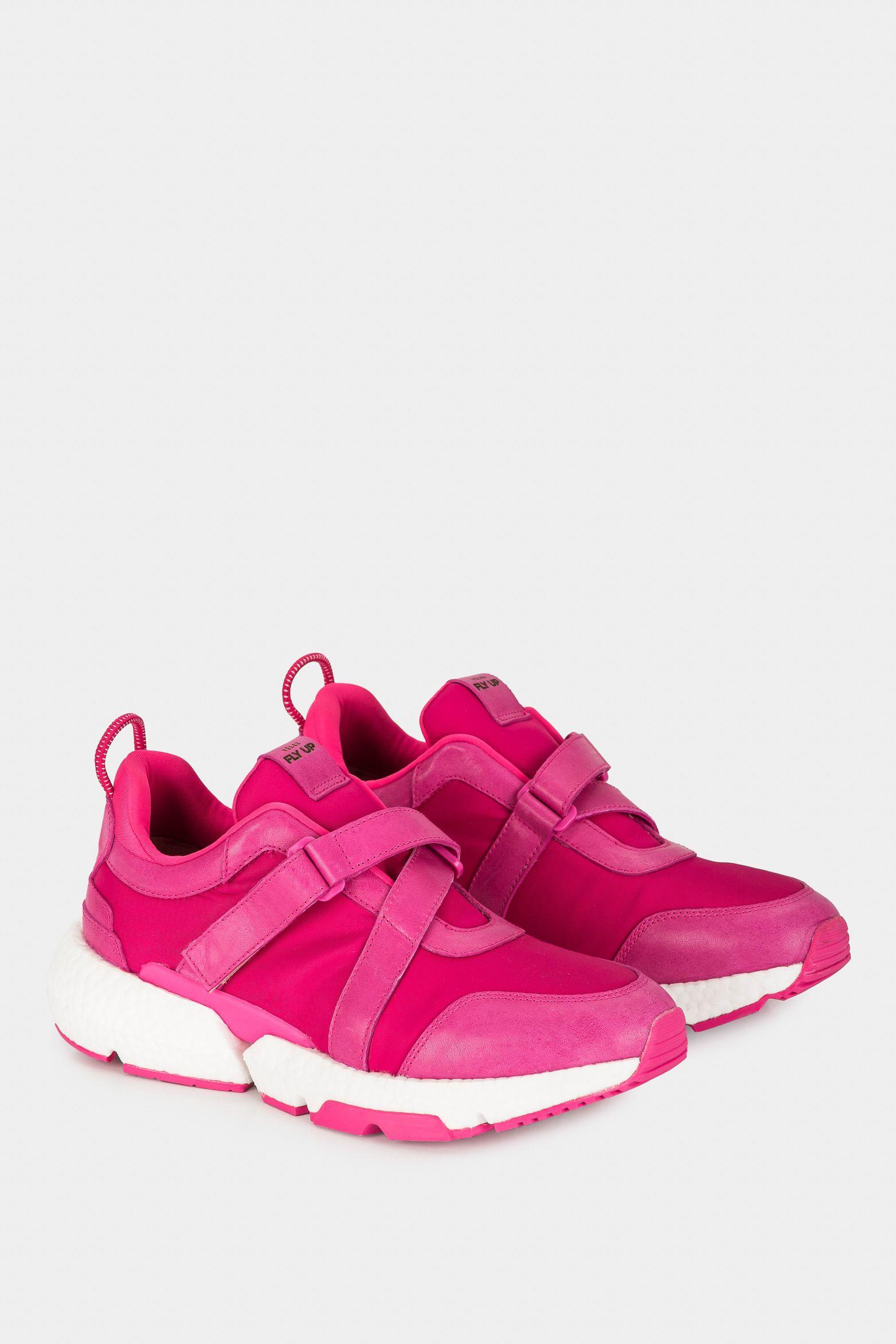 Vélez Zapatillas Manzano De Cuero y Textil Para Mujer Fucsia-1