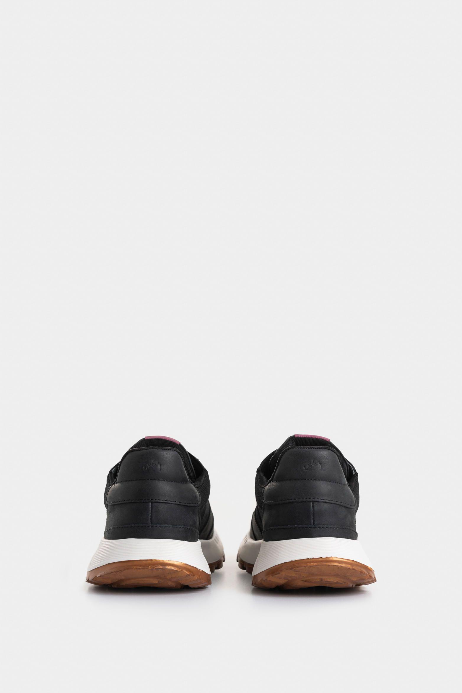 Vélez Tenis Ocaso De Cuero y Lona Para Mujer Deportiva Negro-2