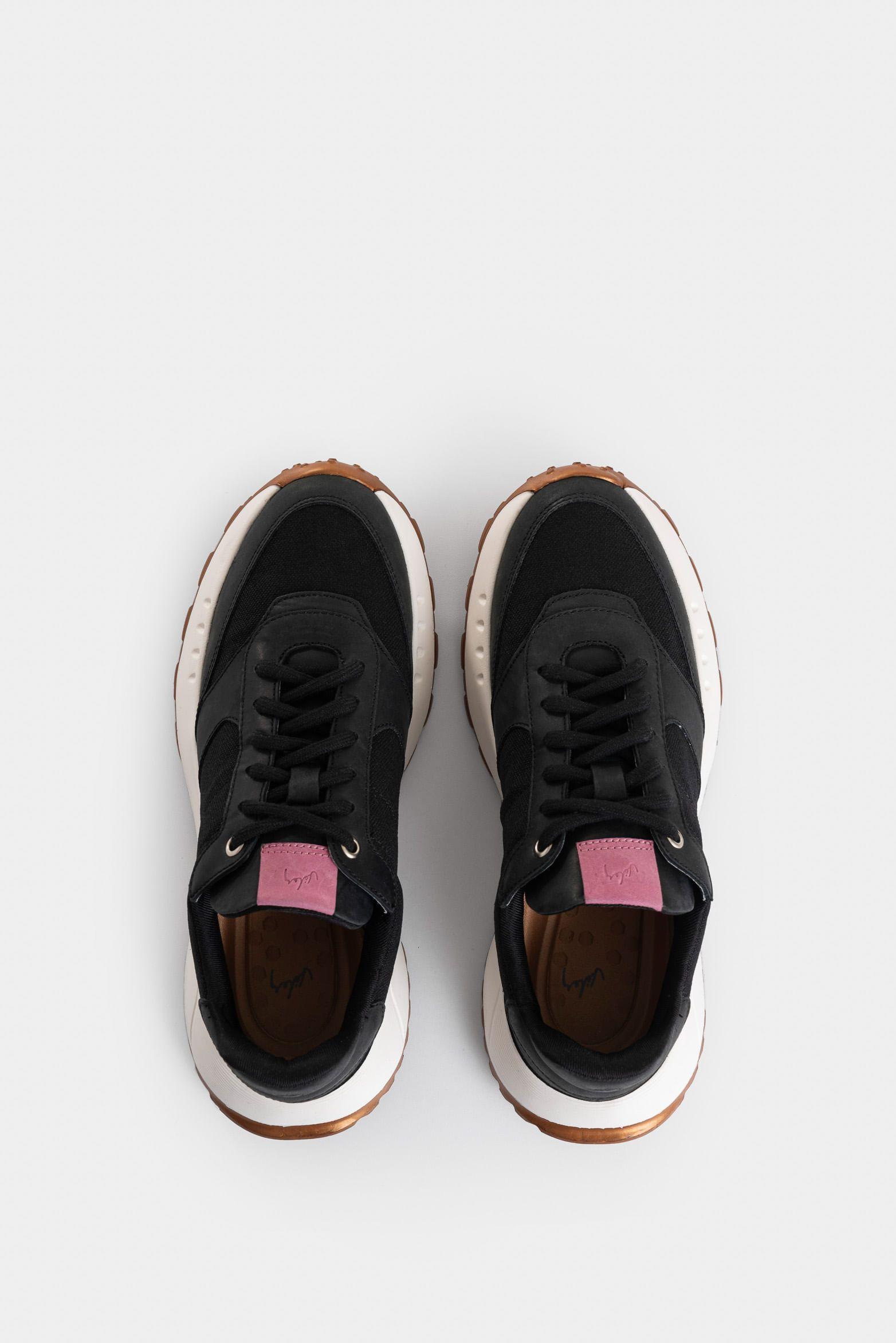 Vélez Tenis Ocaso De Cuero y Lona Para Mujer Deportiva Negro-3