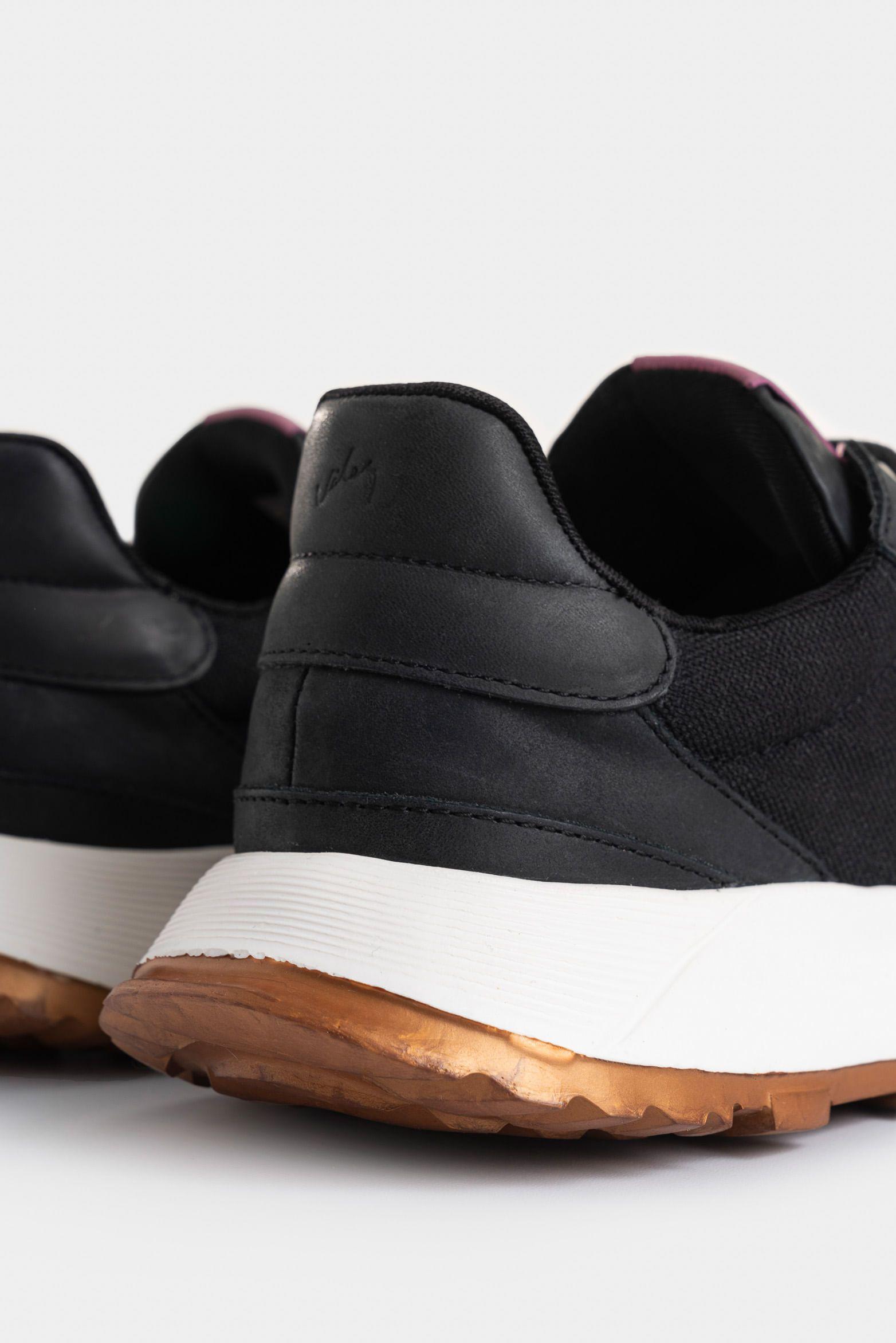 Vélez Tenis Ocaso De Cuero y Lona Para Mujer Deportiva Negro-4