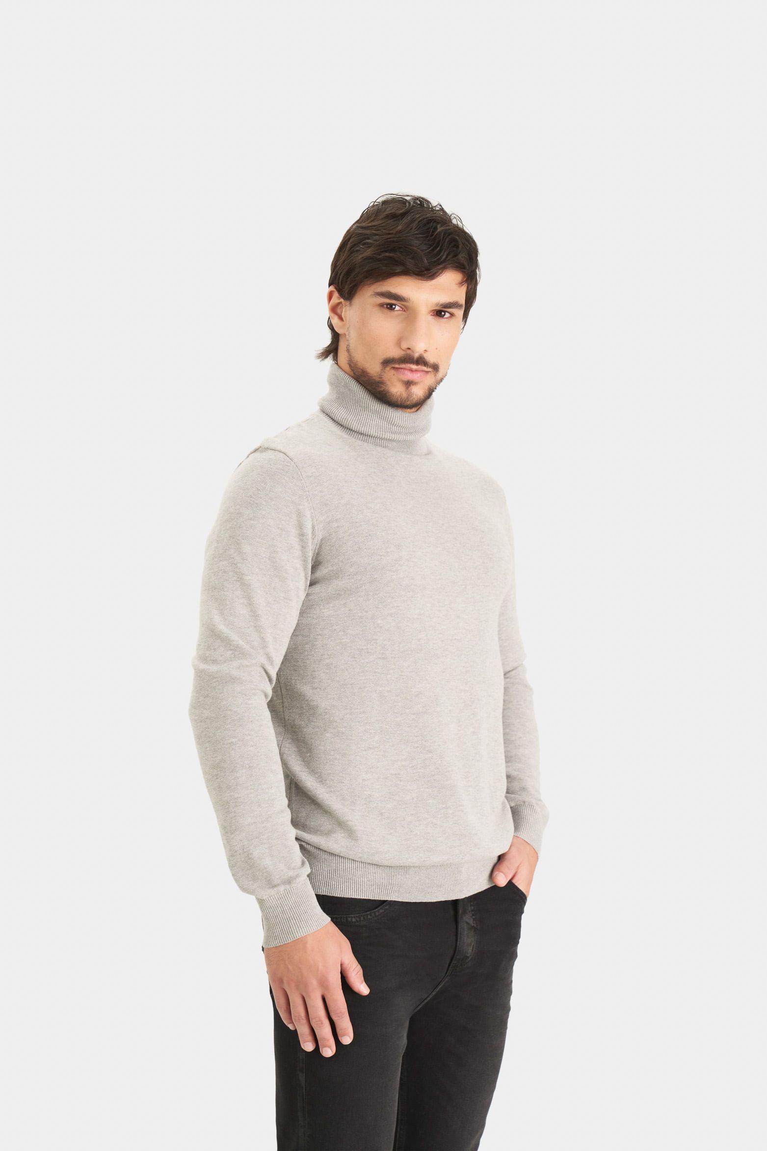 Vélez Sweater Cuello Tortuga Tejido Para Hombre Gris-2