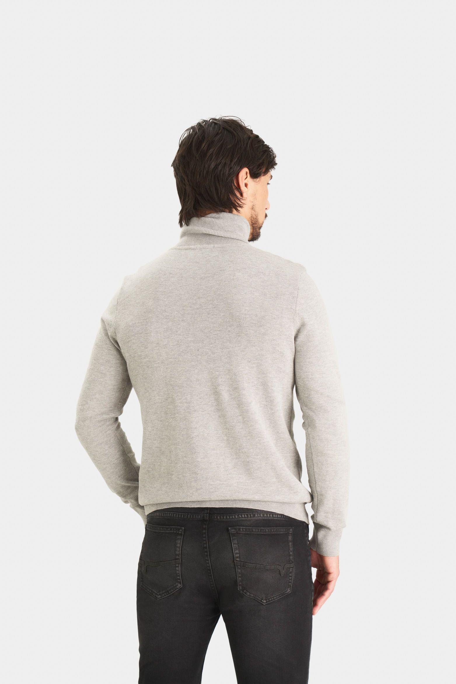 Vélez Sweater Cuello Tortuga Tejido Para Hombre Gris-4