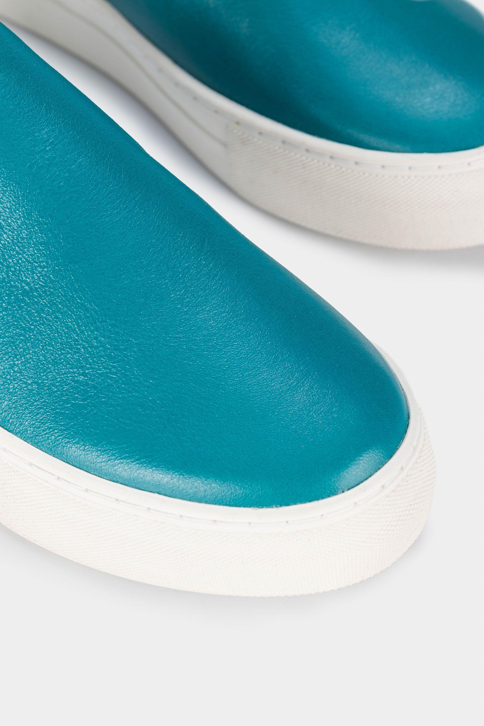 Vélez Mocasín portivos Saturno Cuero Mujer Azul Aguamarina-3
