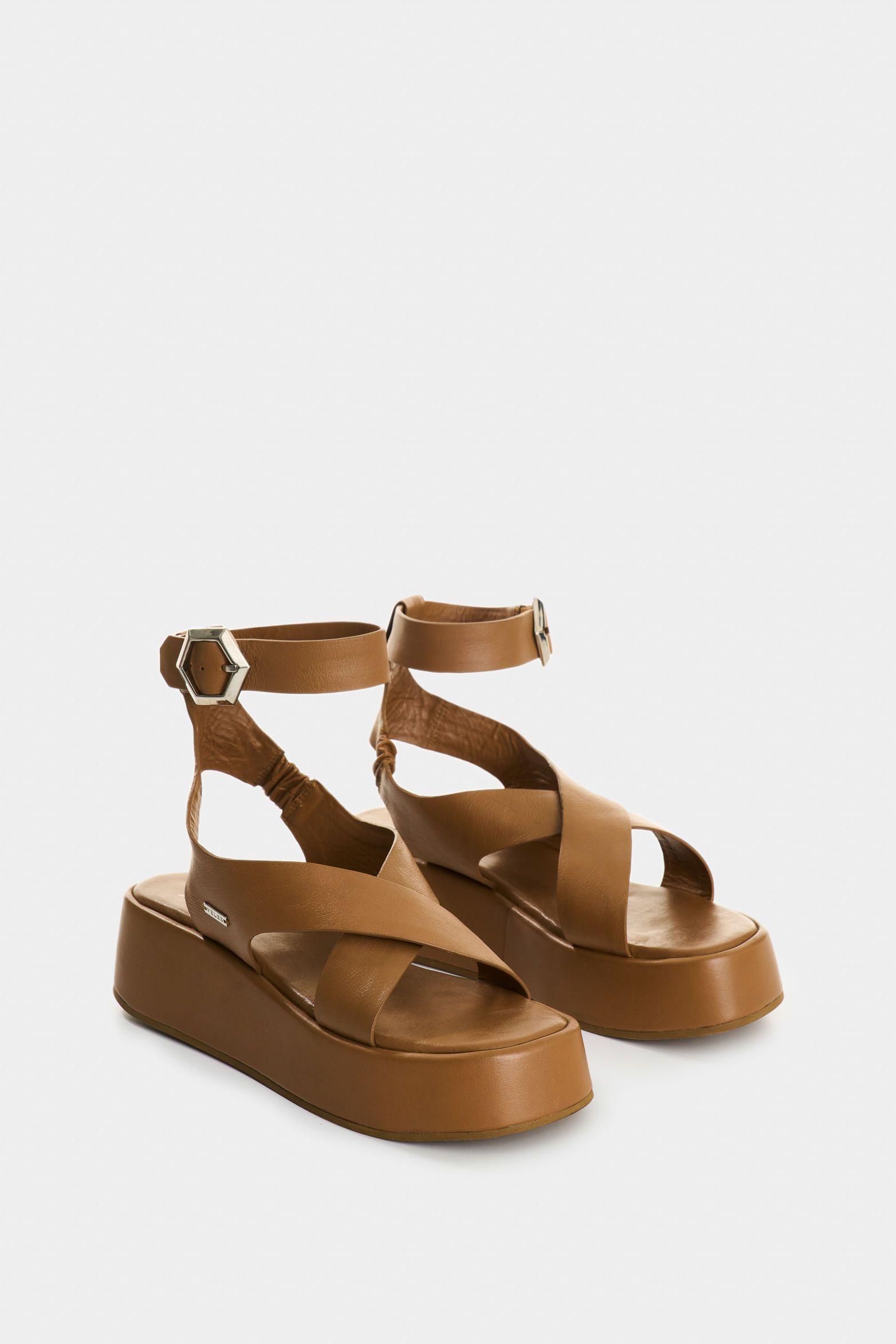 Vélez Sandalia forma De Cuero  Mujer Mentha Miel-1