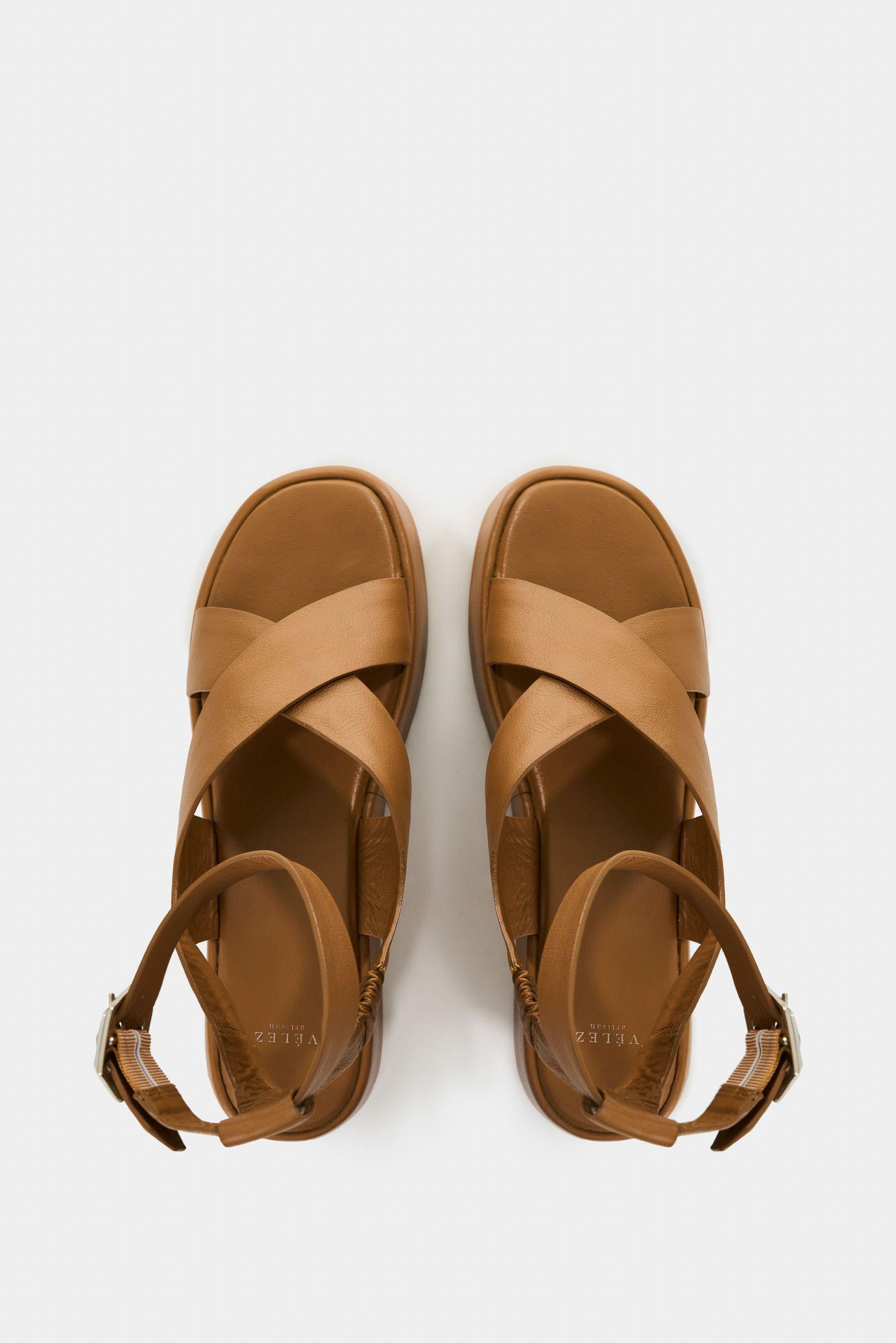 Vélez Sandalia forma De Cuero  Mujer Mentha Miel-3