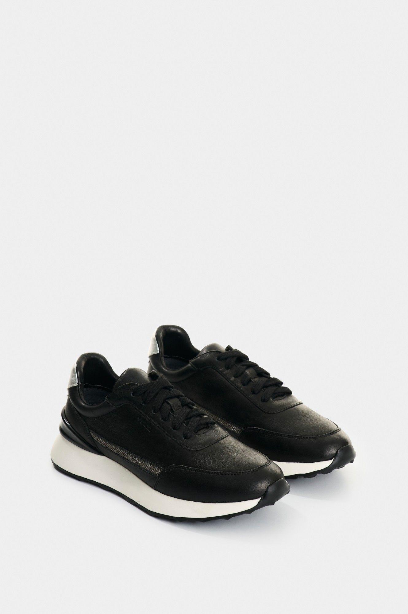 Vélez Zapatilla Tenis Cuero Detalle Millaré Mujer Pearl Negro-1