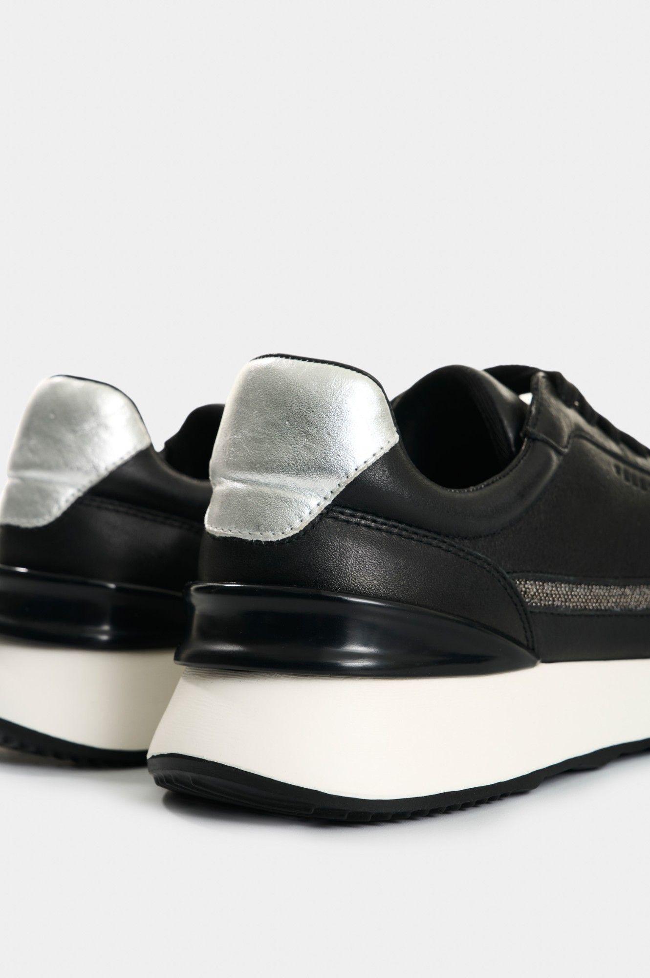Vélez Zapatilla Tenis Cuero Detalle Millaré Mujer Pearl Negro-4