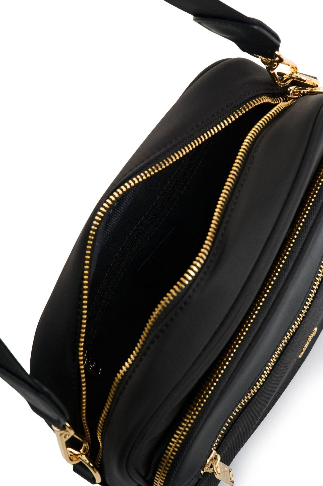 Vélez Cartera Bandolera En Lona Y Cuero  Mujer Camelia Negro-4