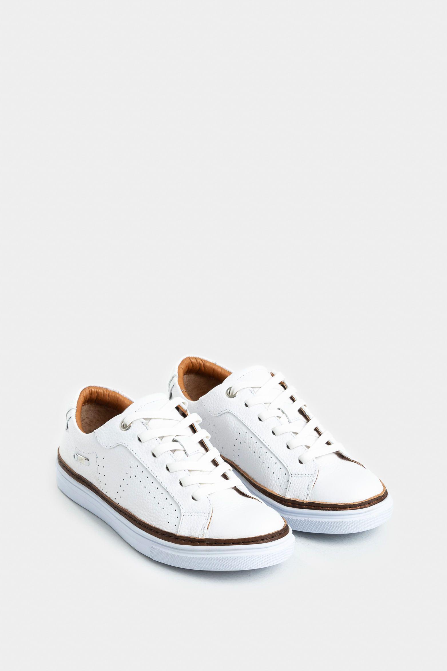 Vélez Tenis Planos De Cuero Contraste Blanco-1
