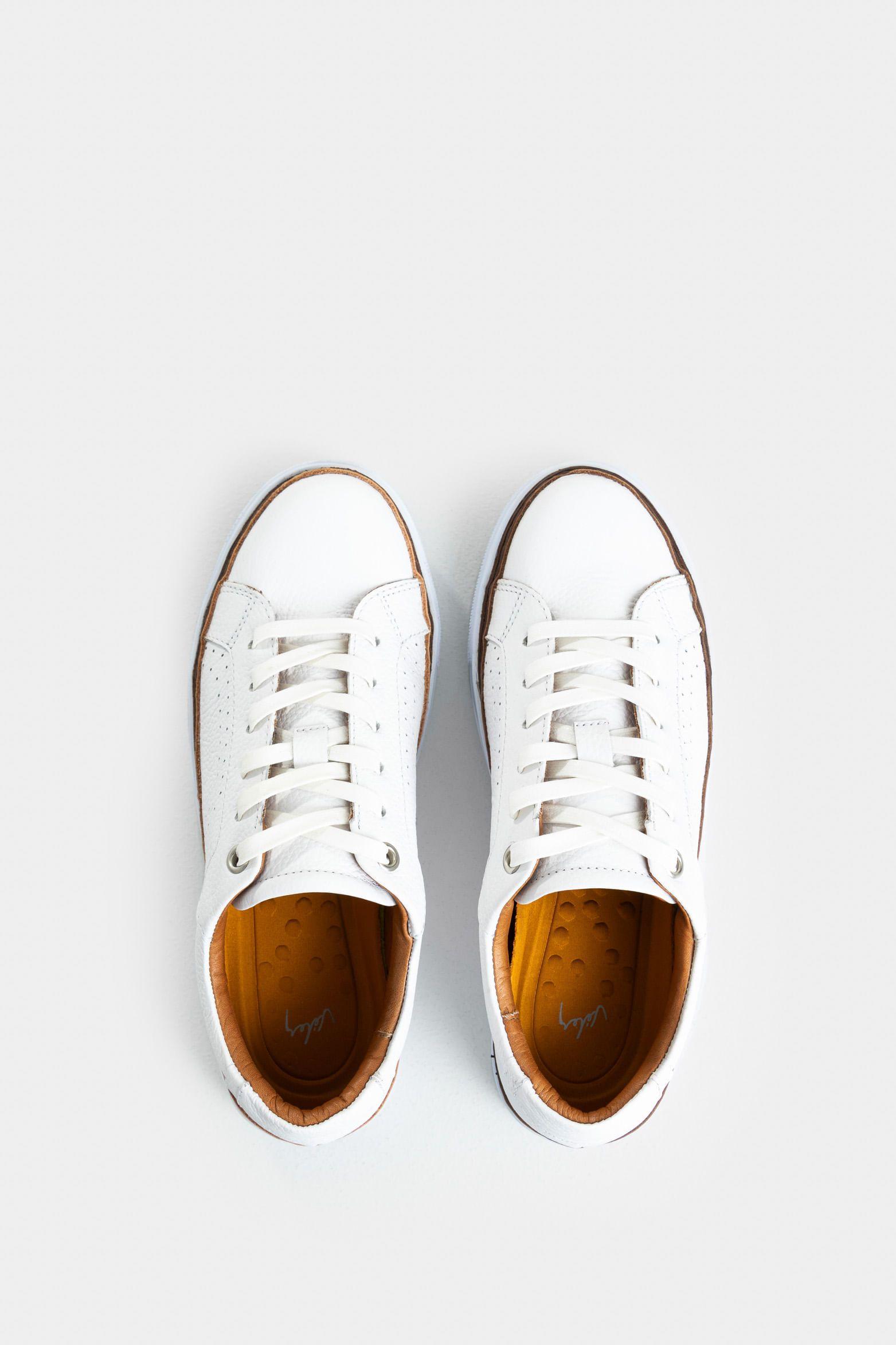 Vélez Tenis Planos De Cuero Contraste Blanco-3