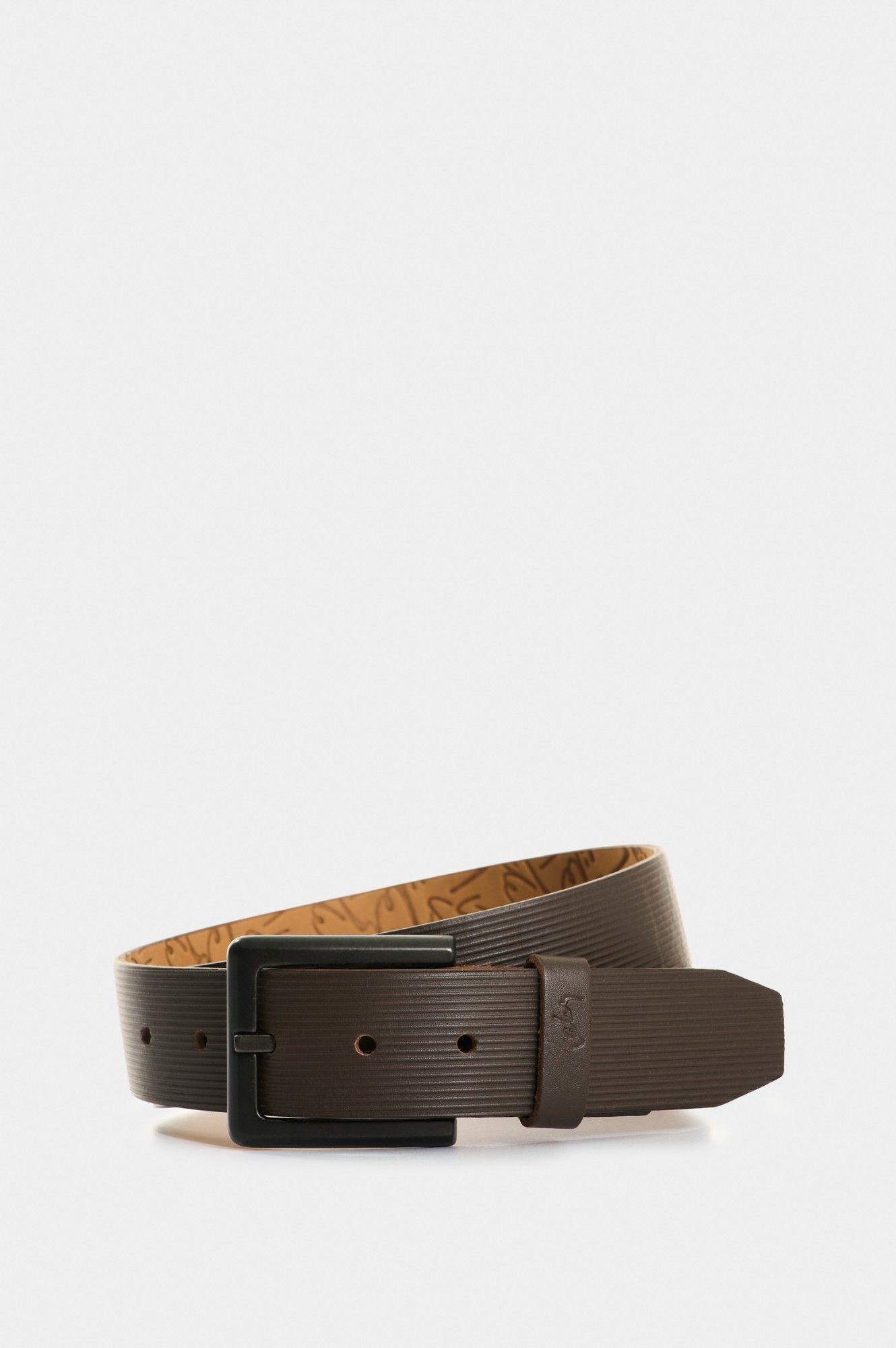 Vélez Cinturón Unifaz Vértice Cuero Hombre Diseño Rayas Café-0