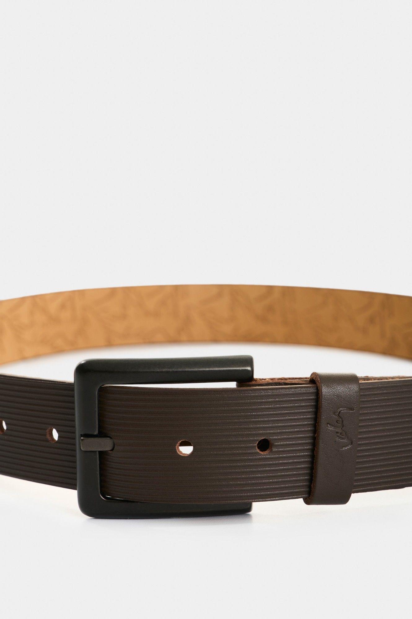 Vélez Cinturón Unifaz Vértice Cuero Hombre Diseño Rayas Café-3