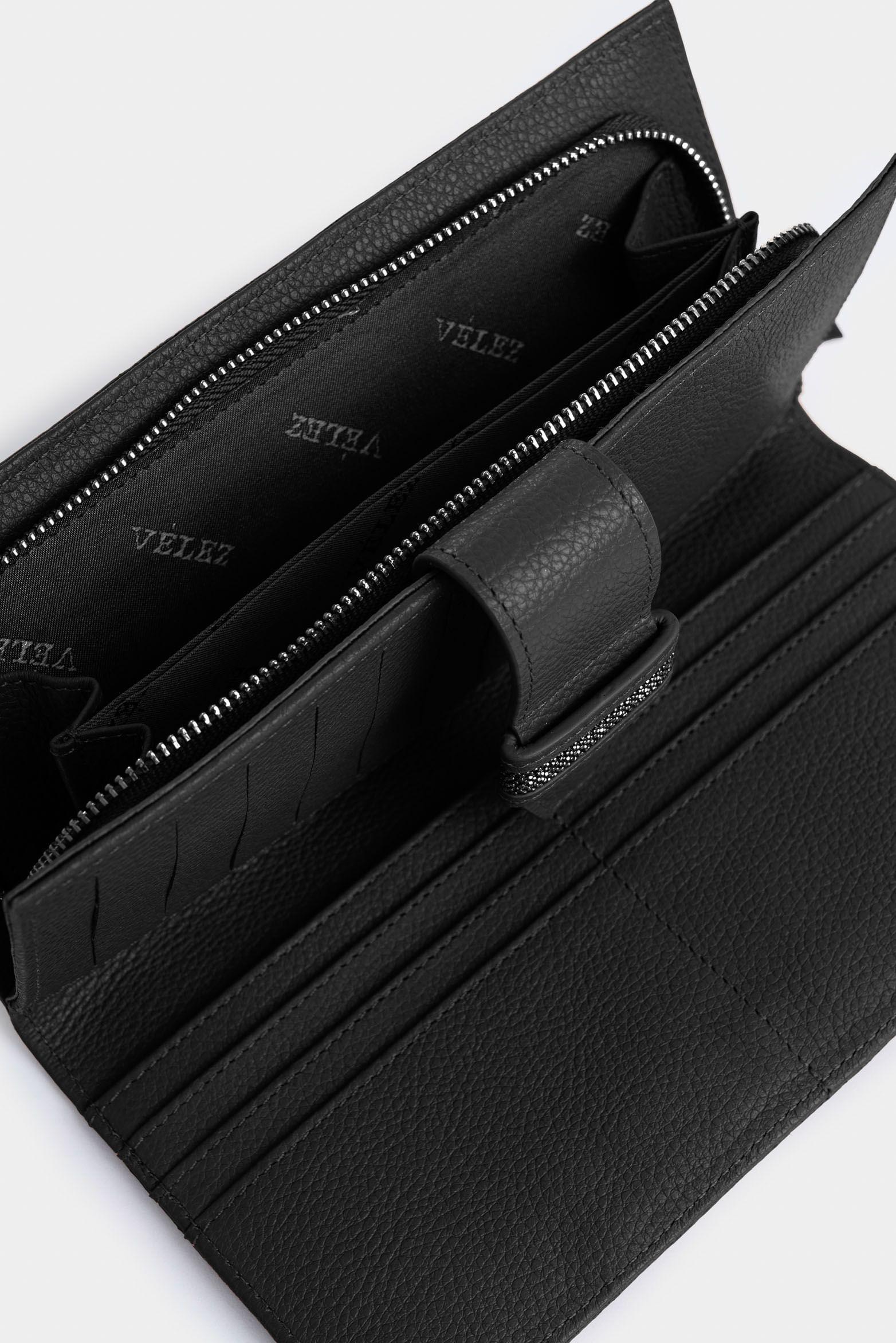 Vélez Porta Chequera Nudo De Cuero Para Mujer Millaré Negro-4