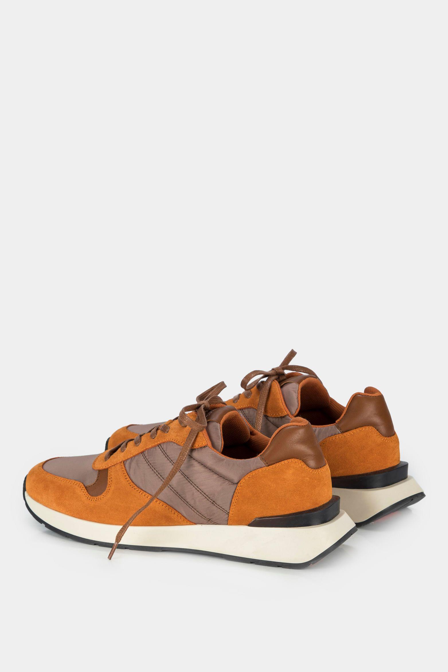 Vélez Zapatillas Oporto Cuero por Lona Para Hombre Naranja-2