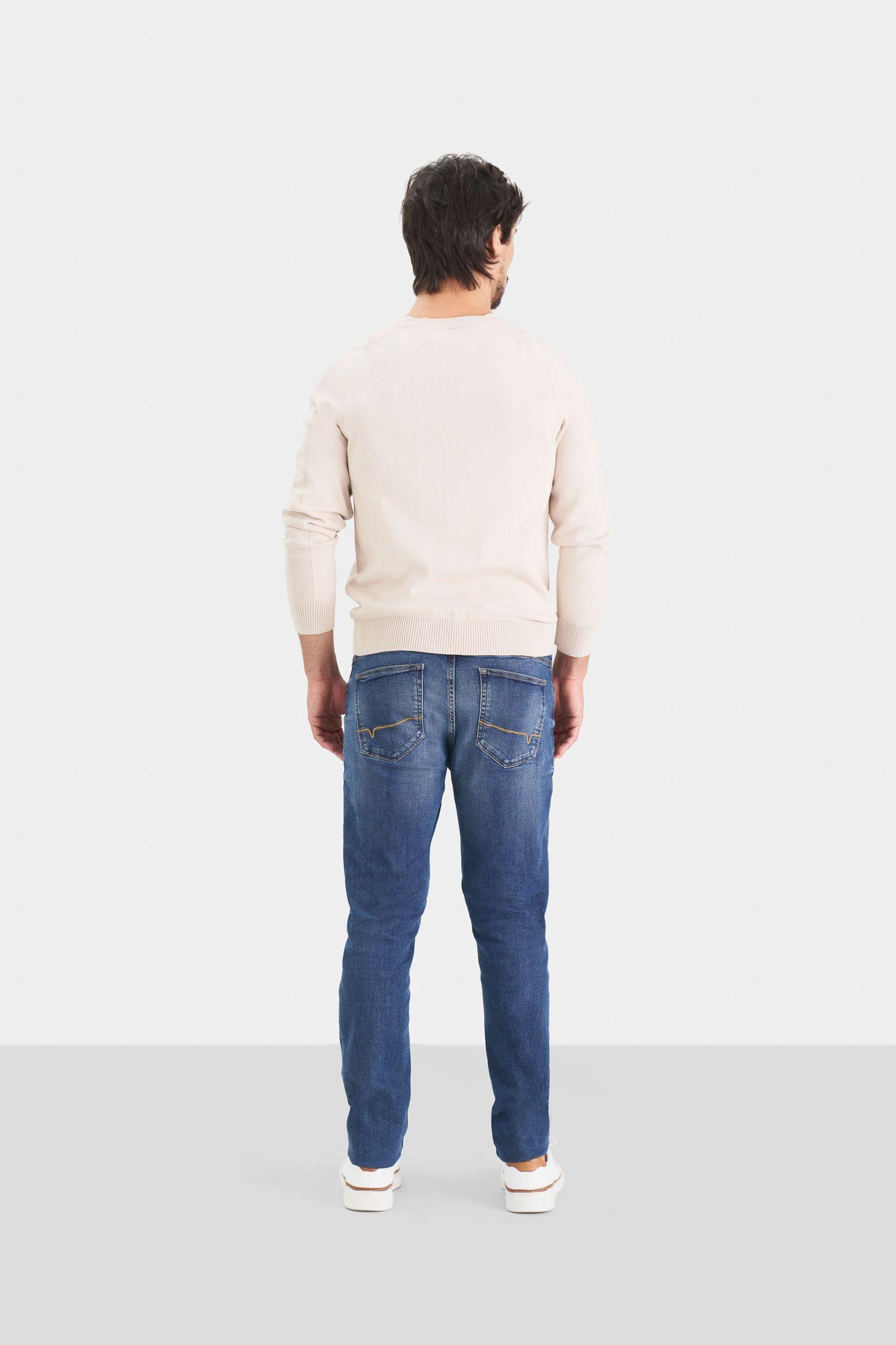 Vélez Jean Oni Semi Ajustado Para Hombre 5 Bolsillos Azul-4