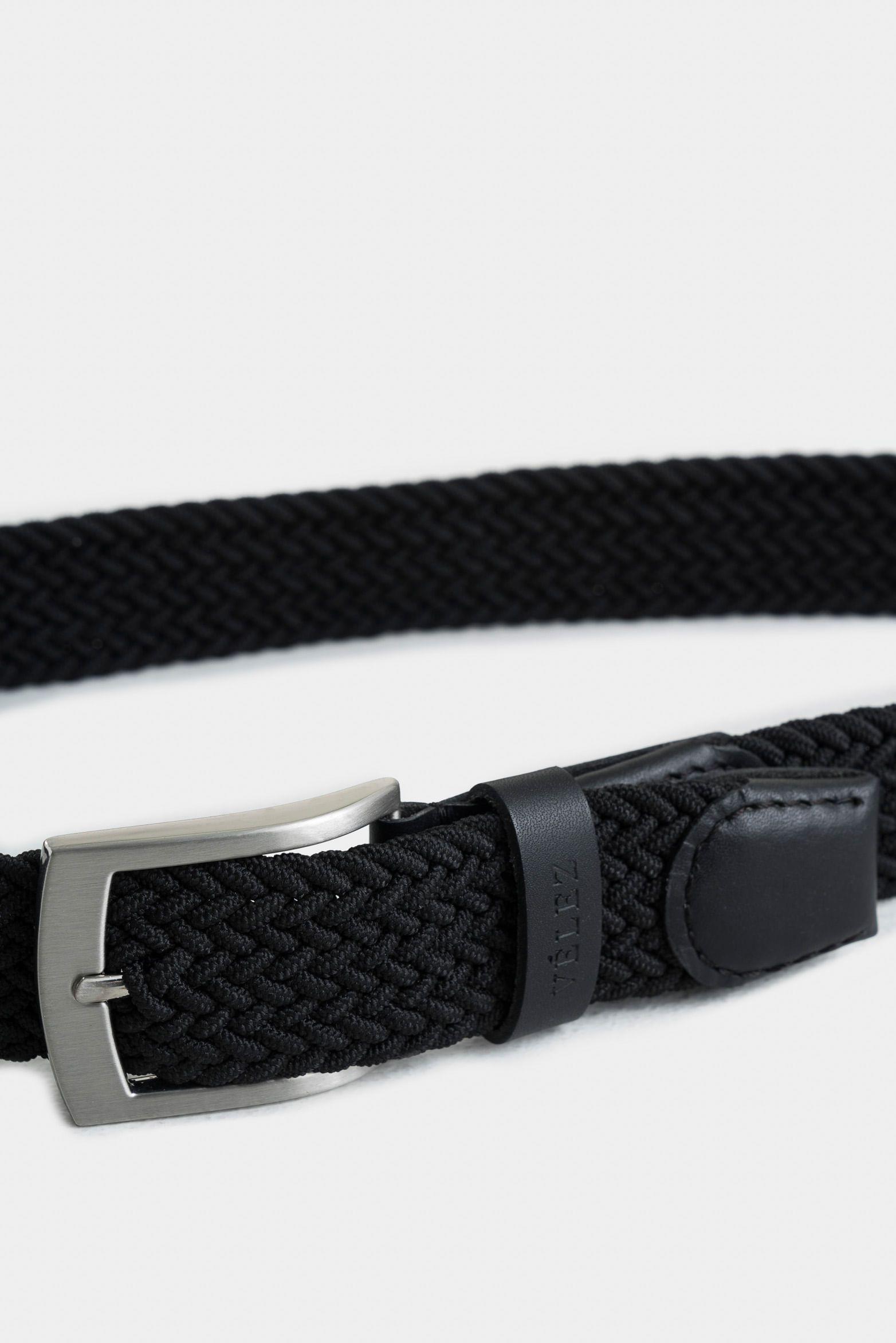 Vélez Cinturón Unifaz Cordón Cuero Para Hombre Trenza Negro-3
