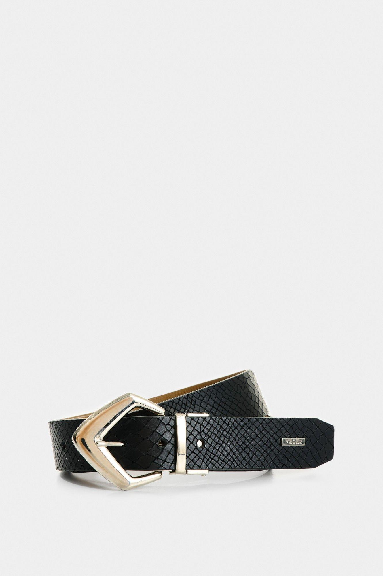 Vélez Cinturón Doble Faz De Cuero Para Mujer Solan Negro-0