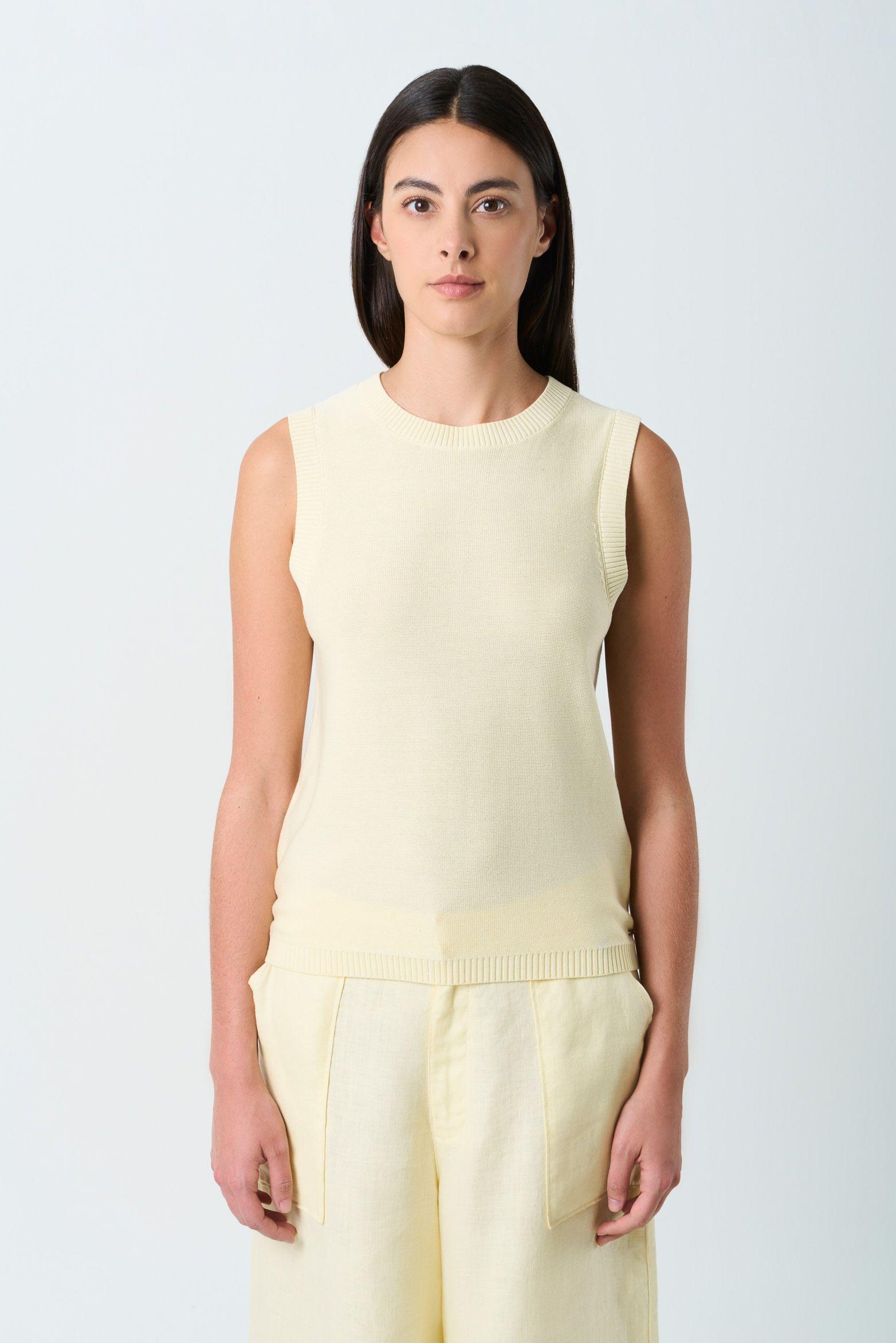 Vélez Top Tejido Astromelia Para Mujer Liviano Amarillo-0