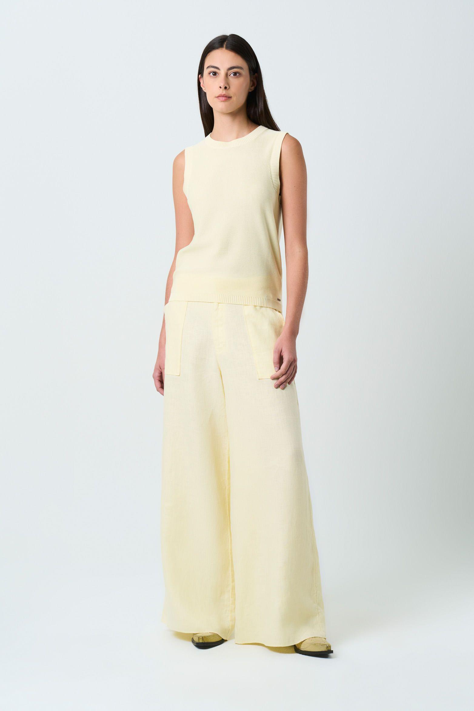 Vélez Top Tejido Astromelia Para Mujer Liviano Amarillo-3