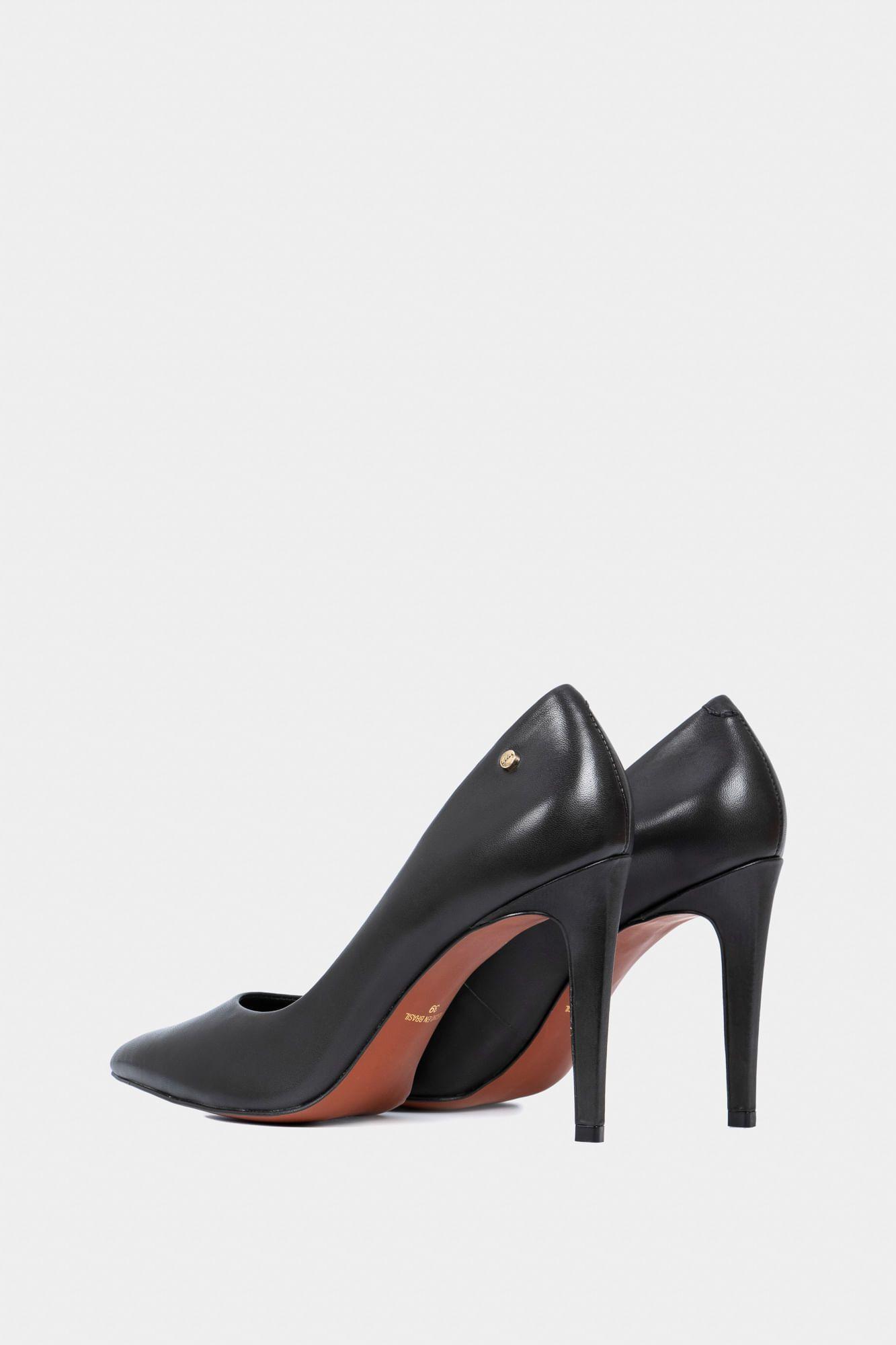 Vélez Zapato Taco Formal De Cuero Liso Negro-2