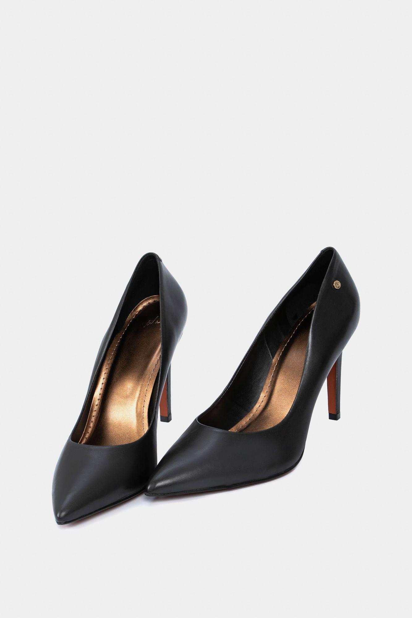 Vélez Zapato Taco Formal De Cuero Liso Negro-3