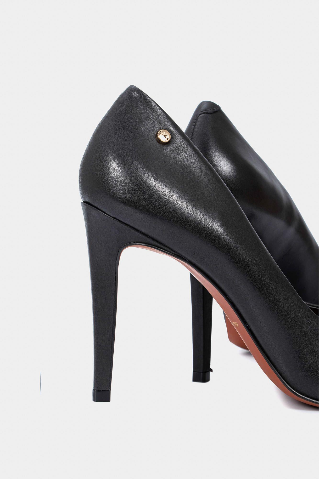 Vélez Zapato Taco Formal De Cuero Liso Negro-4