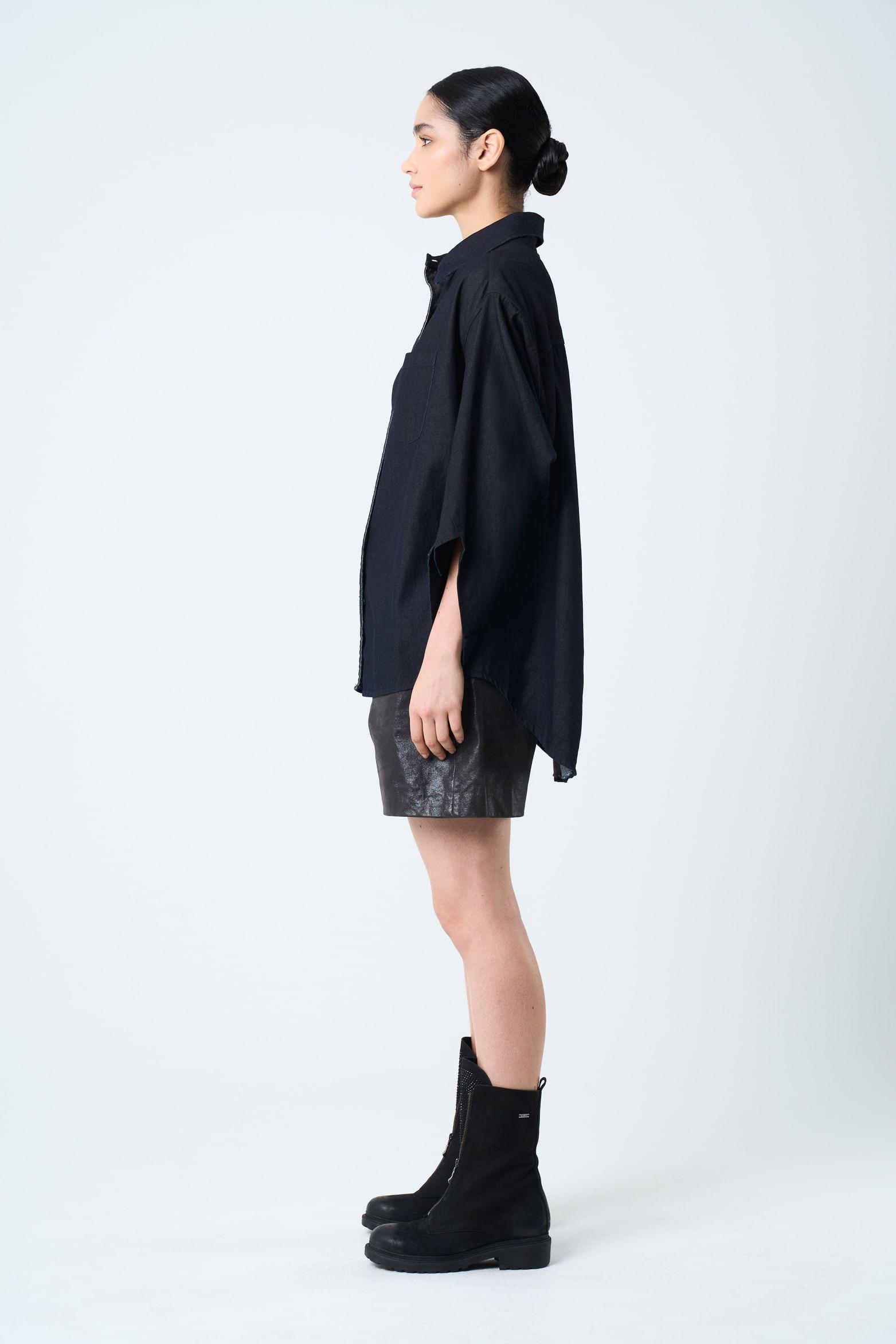 Vélez Camisa Vega Para Mujer Efecto Encerado Azul Oscuro-1