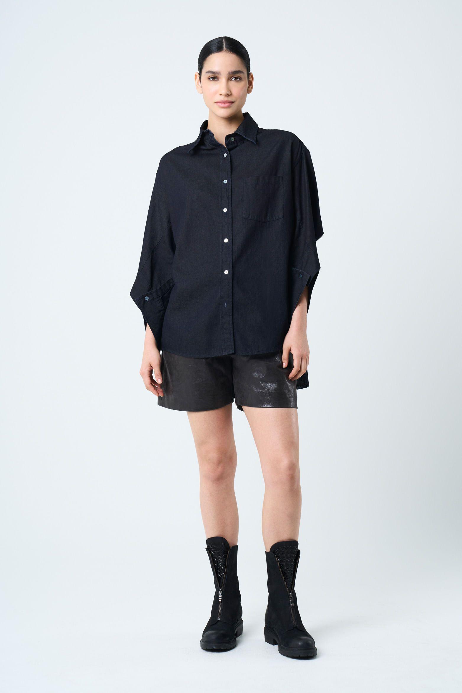 Vélez Camisa Vega Para Mujer Efecto Encerado Azul Oscuro-3