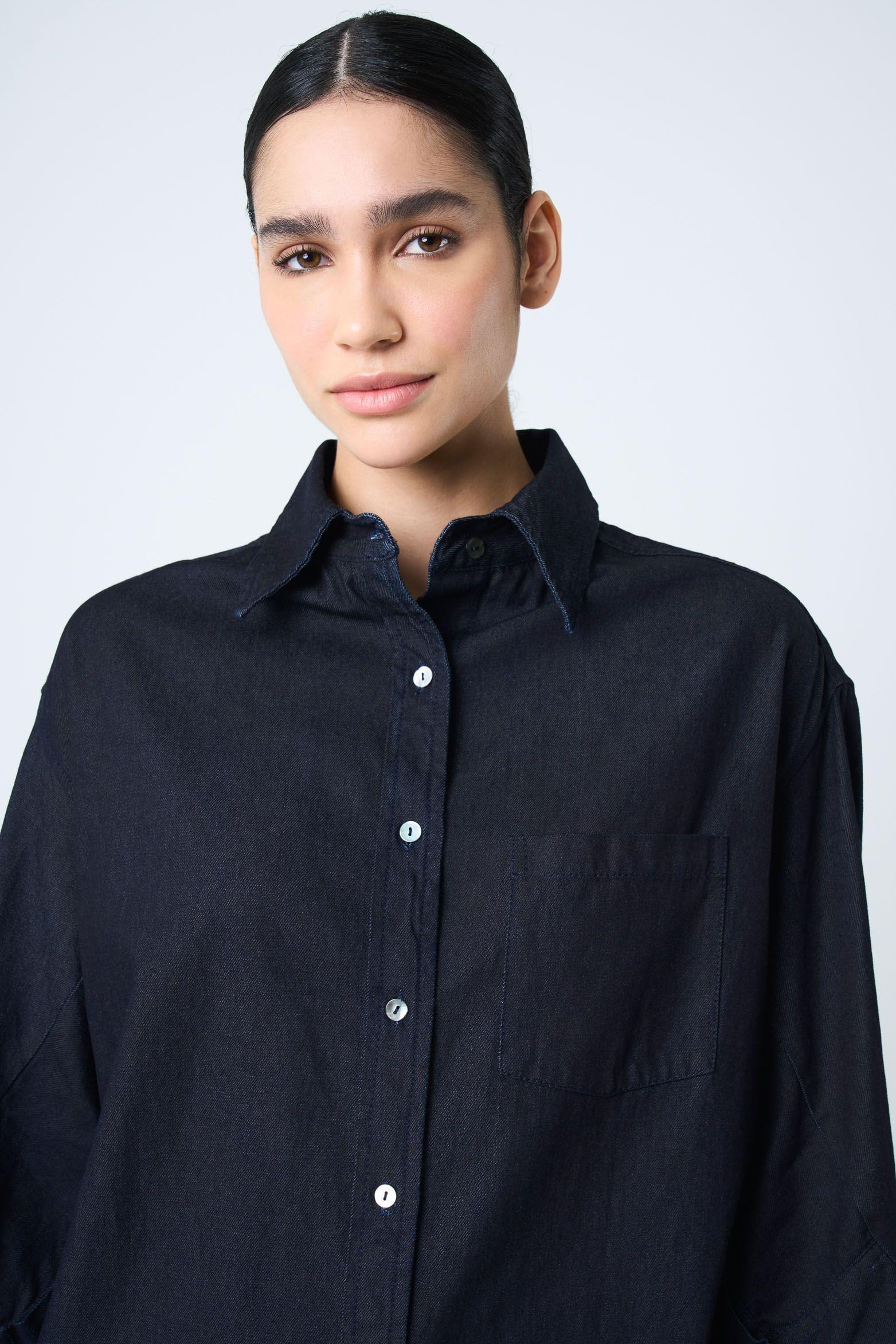 Vélez Camisa Vega Para Mujer Efecto Encerado Azul Oscuro-5