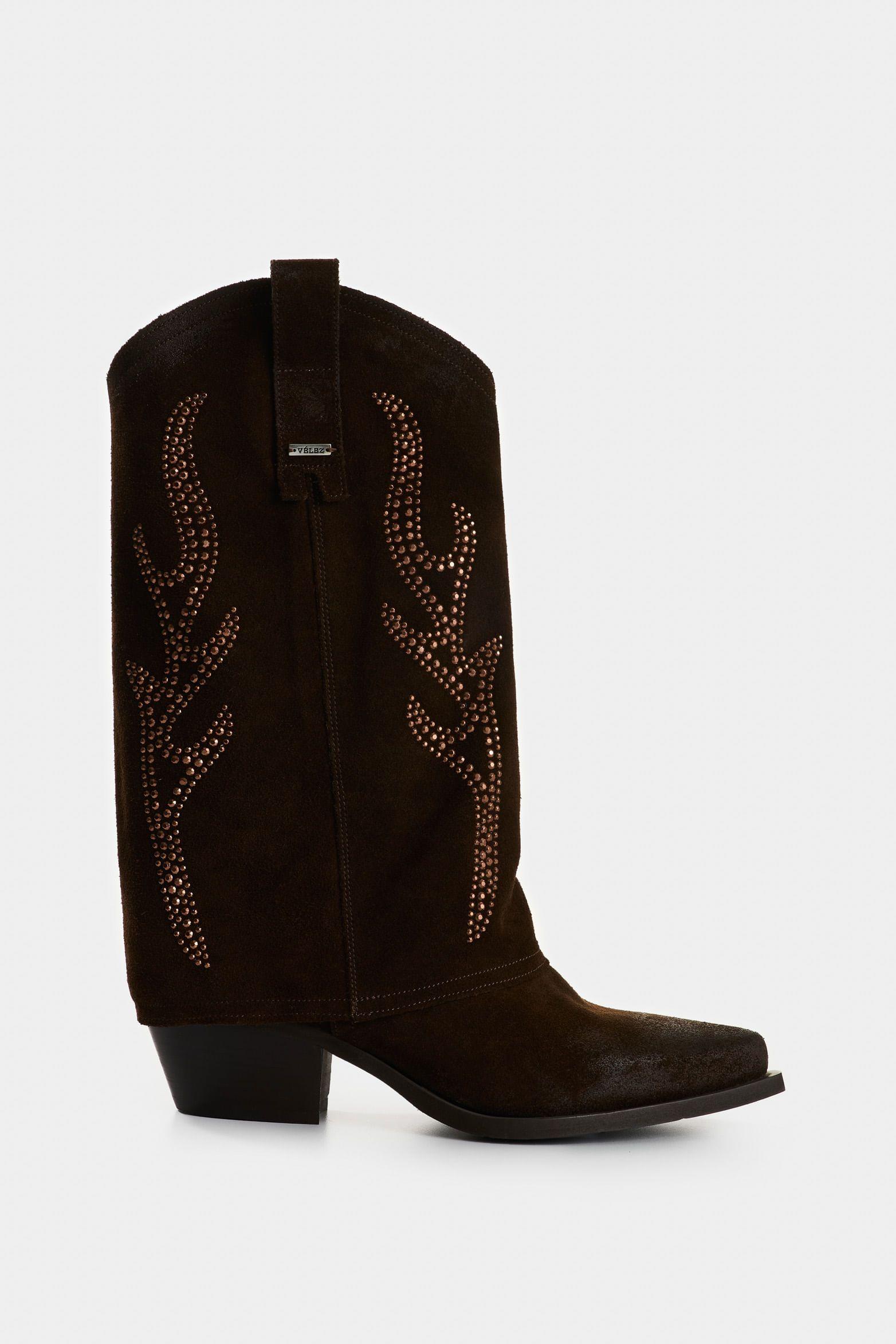 Vélez Botas De Cuero Gamuzado Para Mujer Hazel Cafe-0