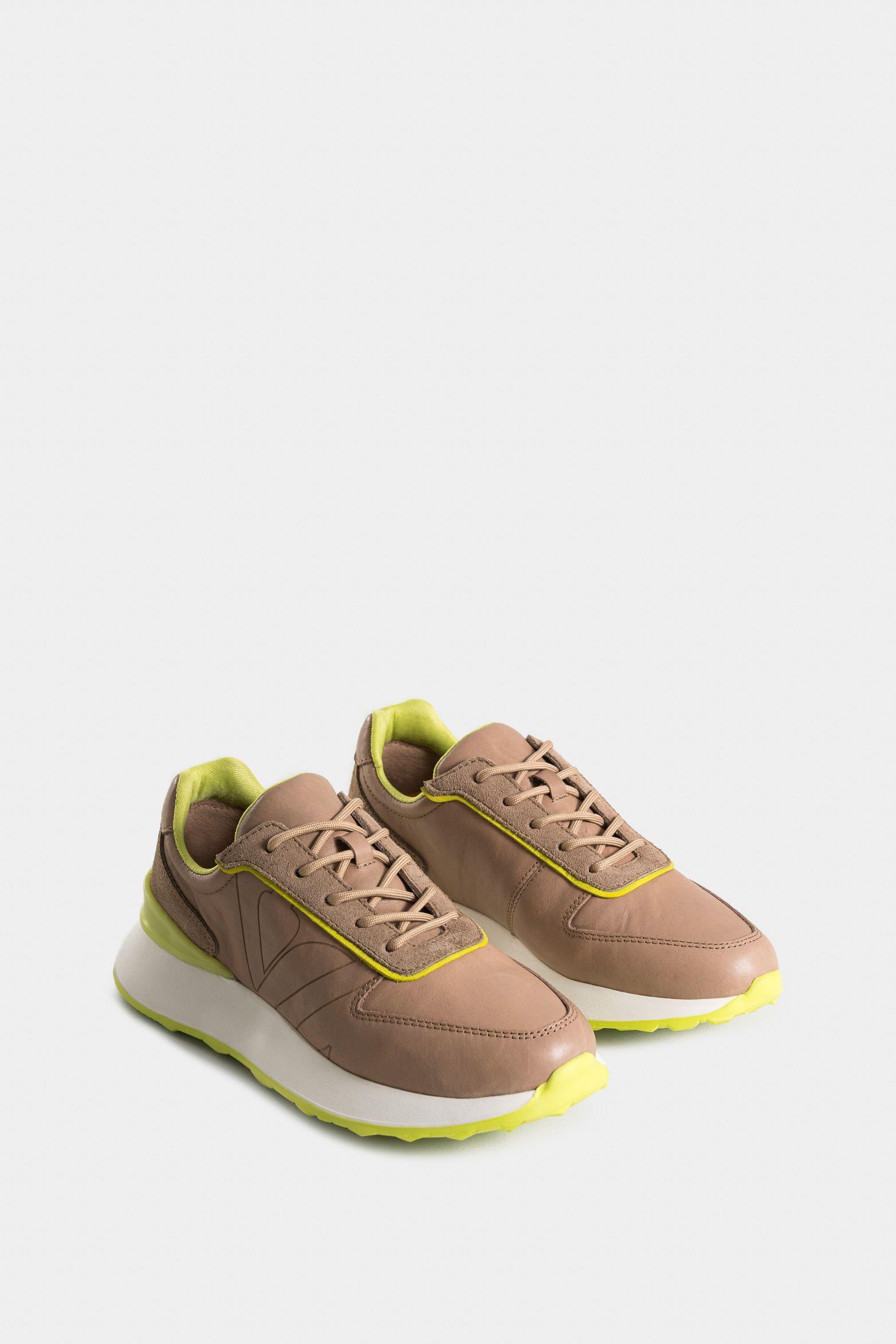 Vélez Zapatillas Australis Cuero y Carnaza Para Mujer Arena-1