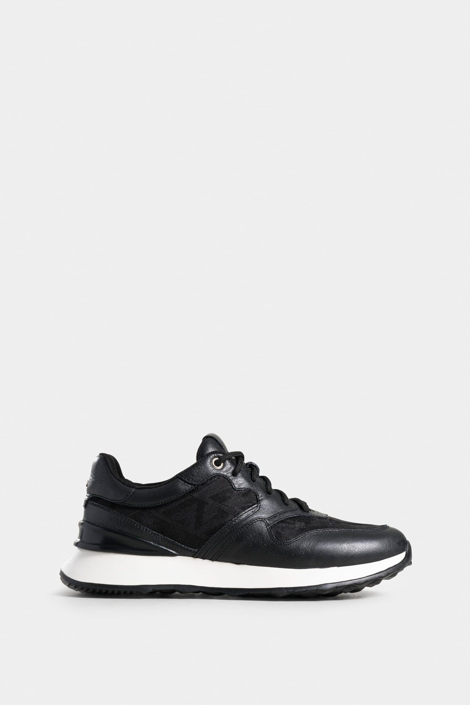 Vélez Zapatillas Garda De Cuero y Lona Mujer Monogram Negro-0
