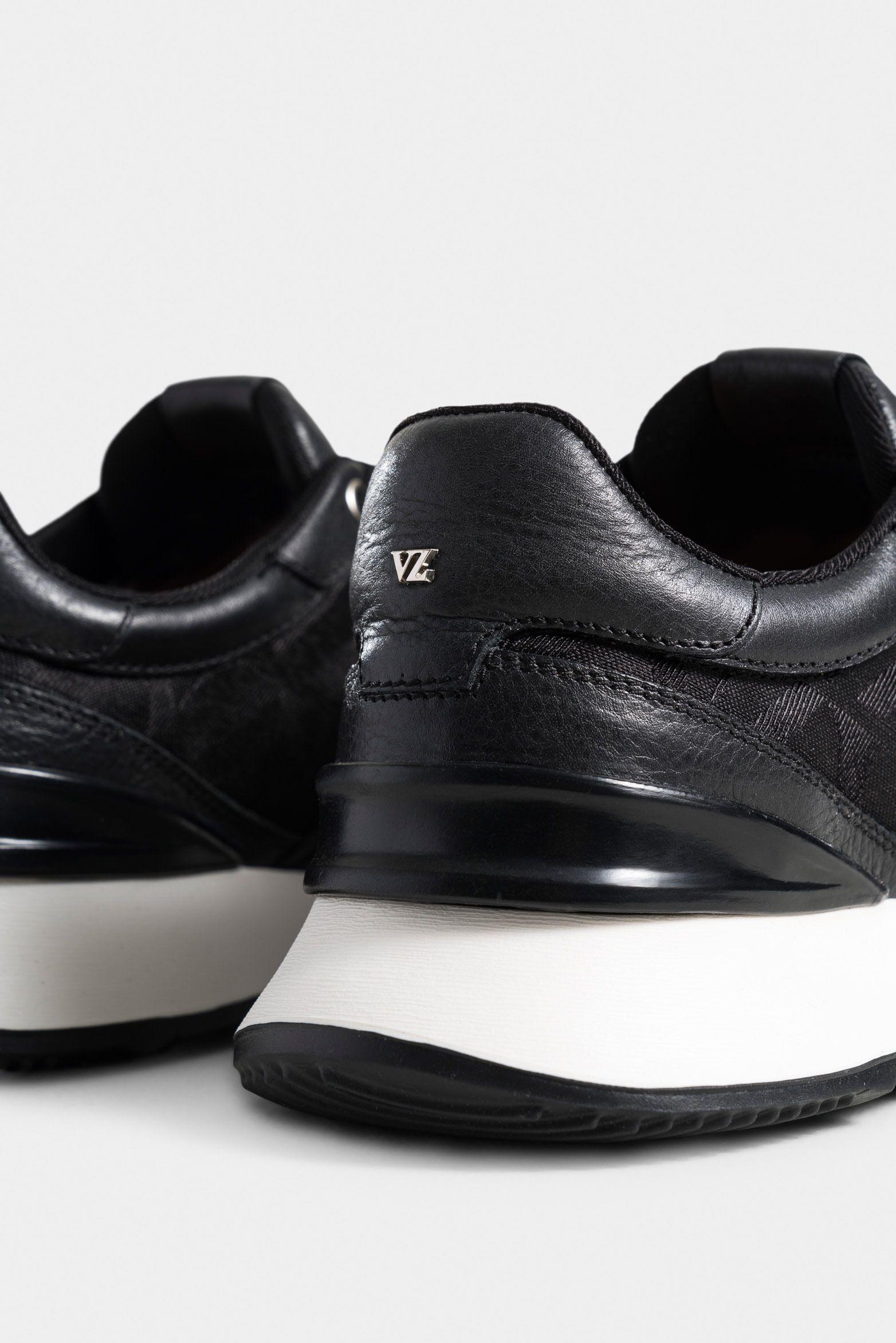 Vélez Zapatillas Garda De Cuero y Lona Mujer Monogram Negro-4