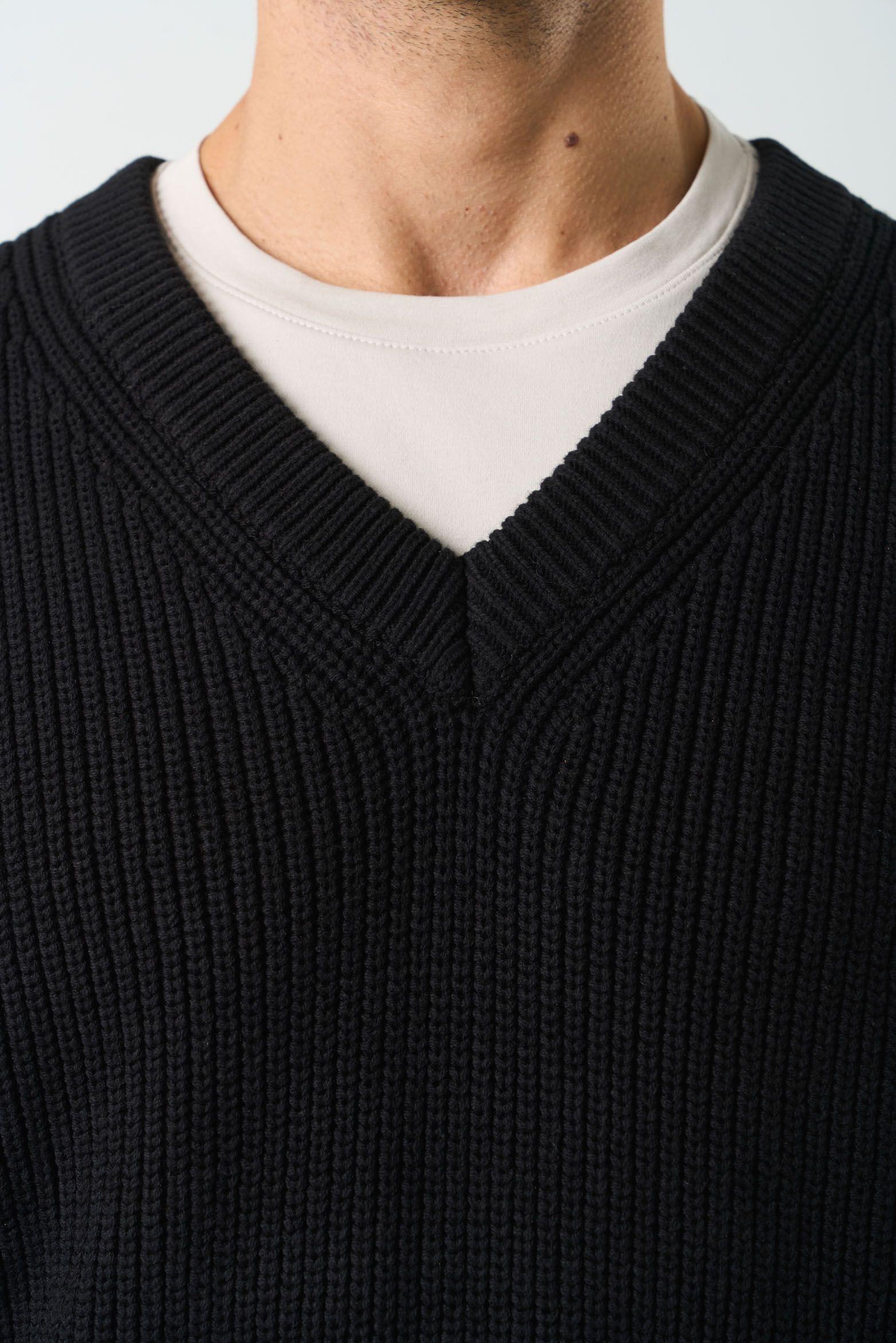Vélez Chaleco Tejido Oversized  Hombre Zenon Negro-5