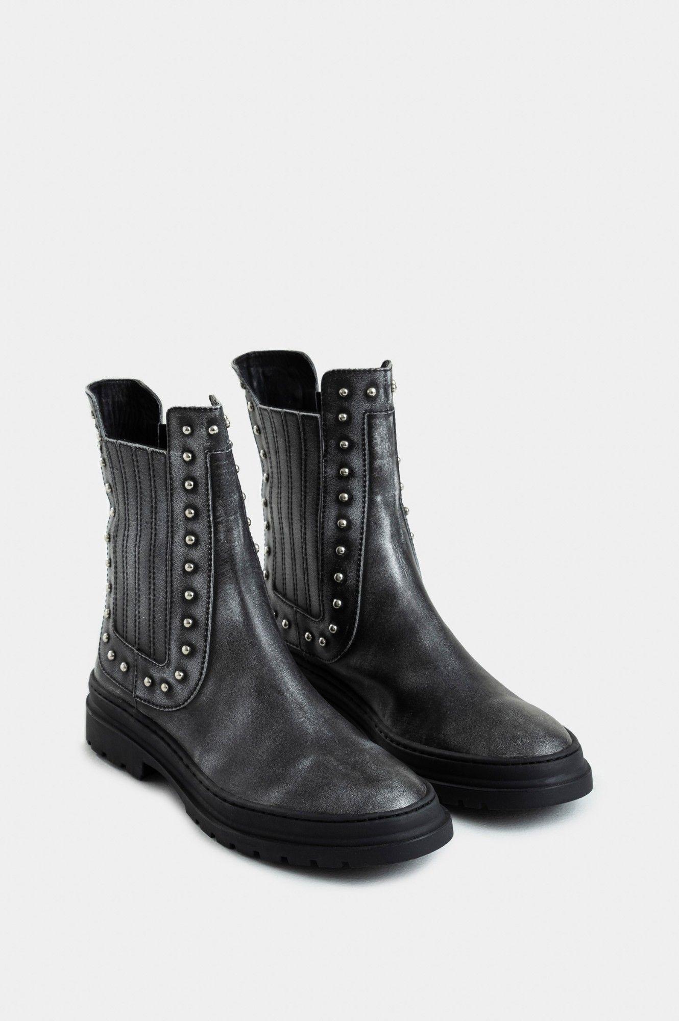 Vélez Botines Chelsea Begonia Cuero Brush Off Mujer Gris-1