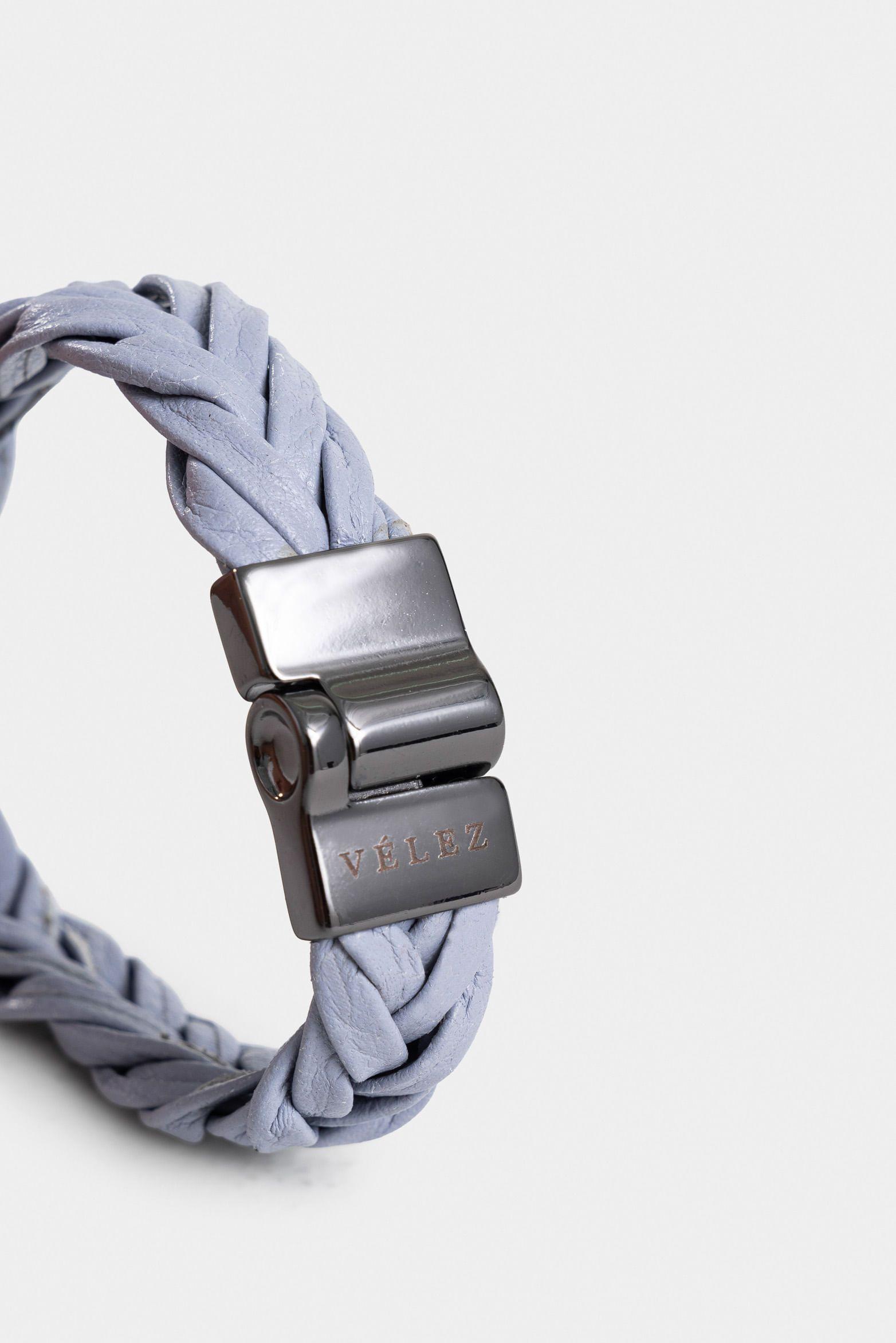 Manilla leo 2.0 de cuero para hombre trenzada Azul Claro-1