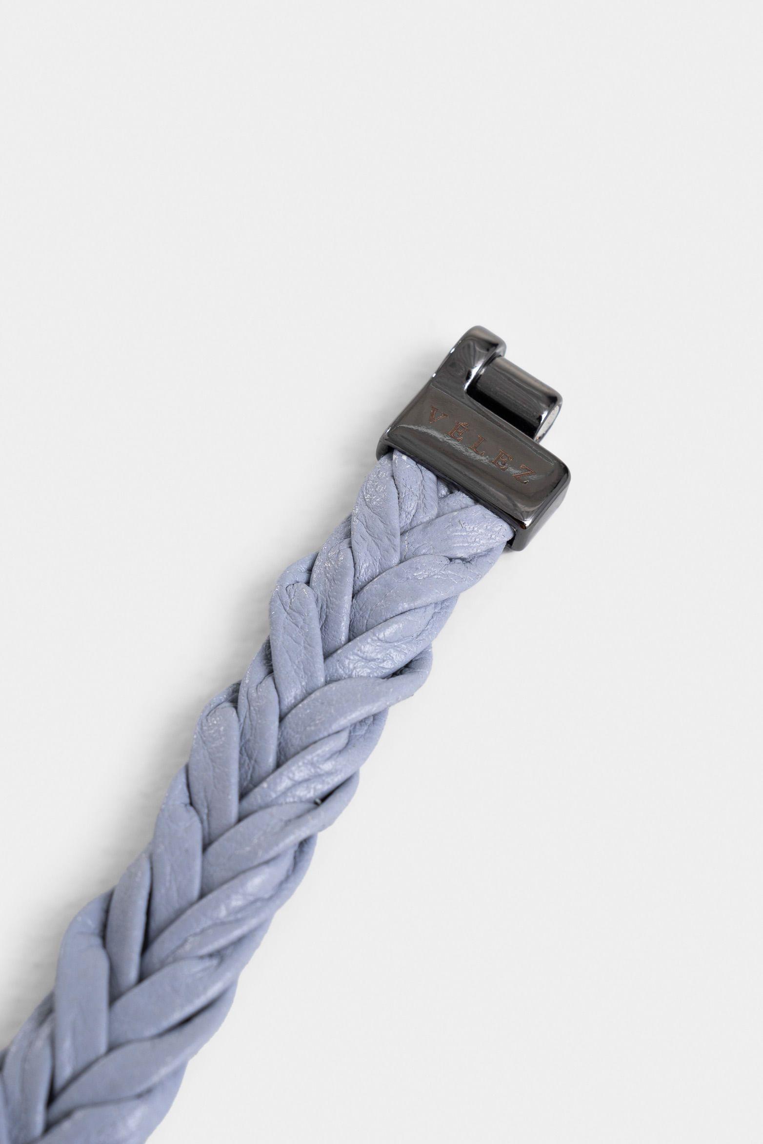 Manilla leo 2.0 de cuero para hombre trenzada Azul Claro-3