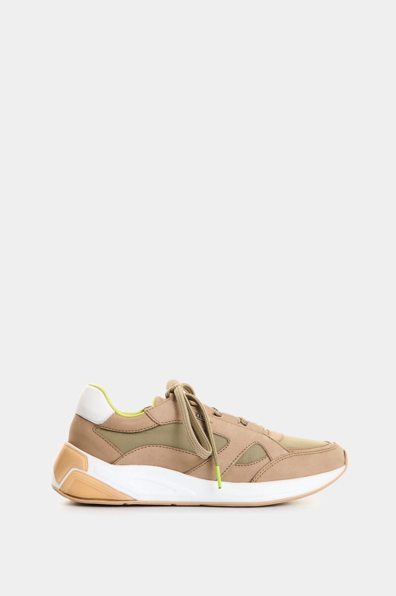 Vélez Zapatillas Bombay De Cuero Gamuza y Lona Mujer Arena-0