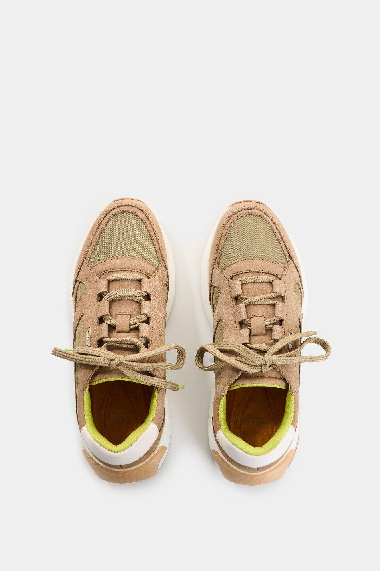 Vélez Zapatillas Bombay De Cuero Gamuza y Lona Mujer Arena-3
