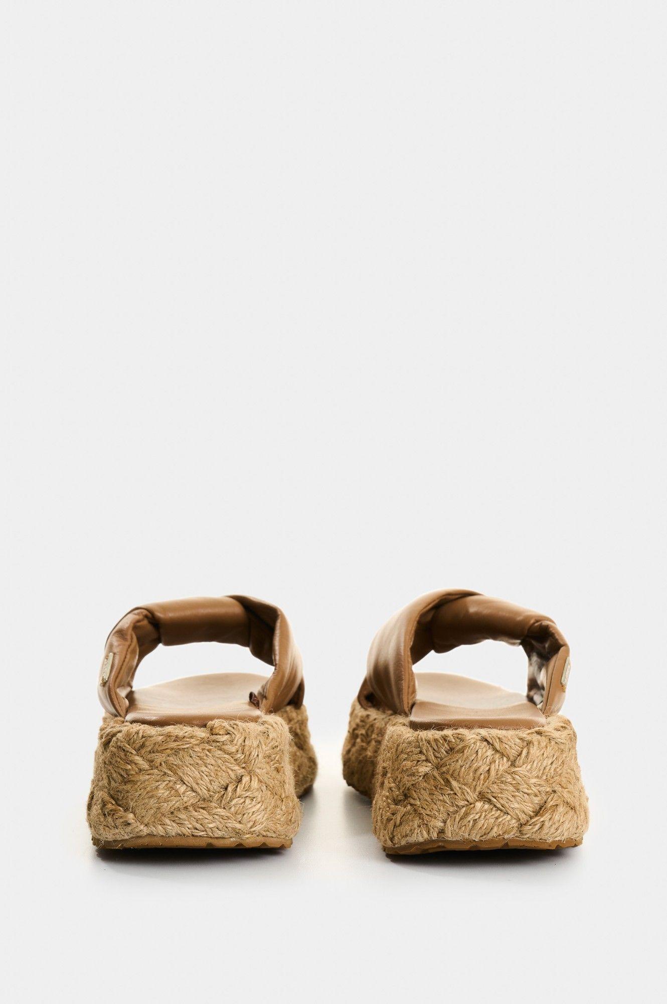 Vélez Sandalia Plataforma Cuero Y Yute Mujer Ivory Miel-1