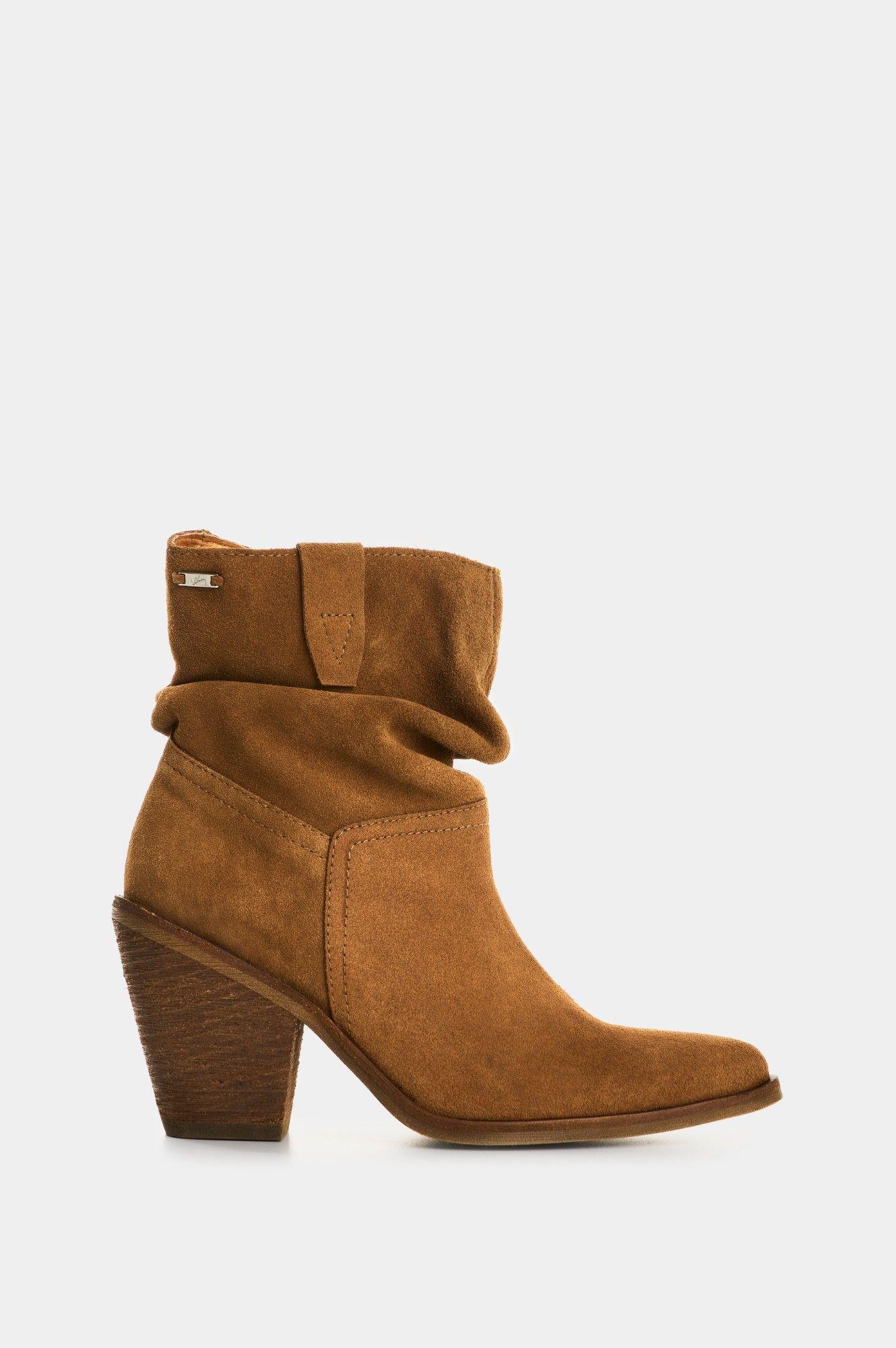 Vélez Botines Cuero Gamuzado Mujer Faro Miel-0